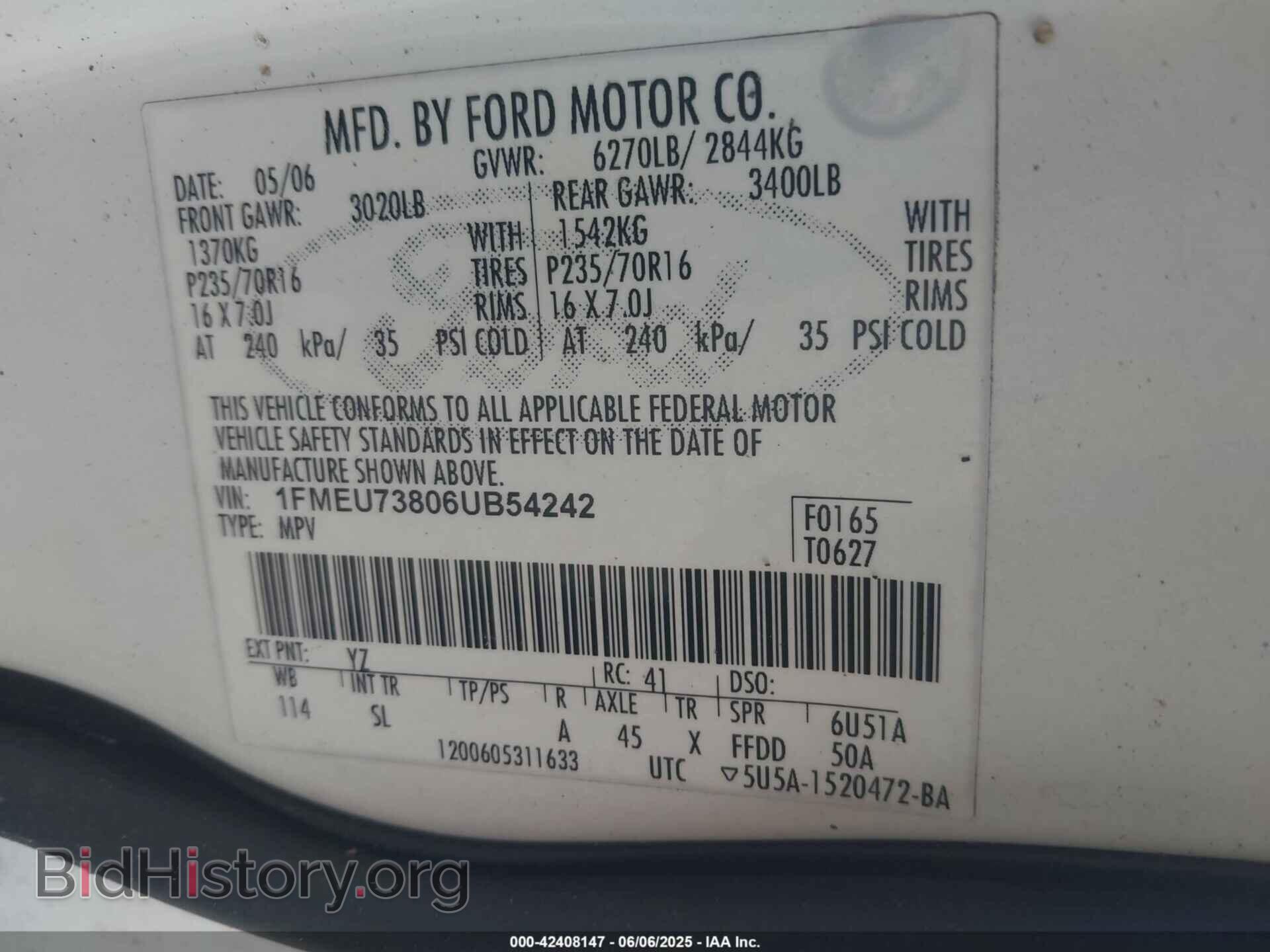 2006 FORD EXPLORER - VIN: 1FMEU73806UB54242 - Фото 9