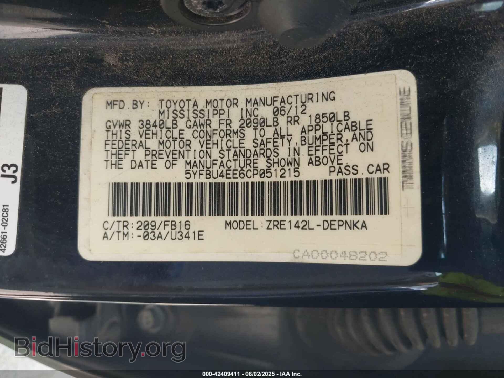 2012 TOYOTA COROLLA - VIN: 5YFBU4EE6CP051215 - Фото 9