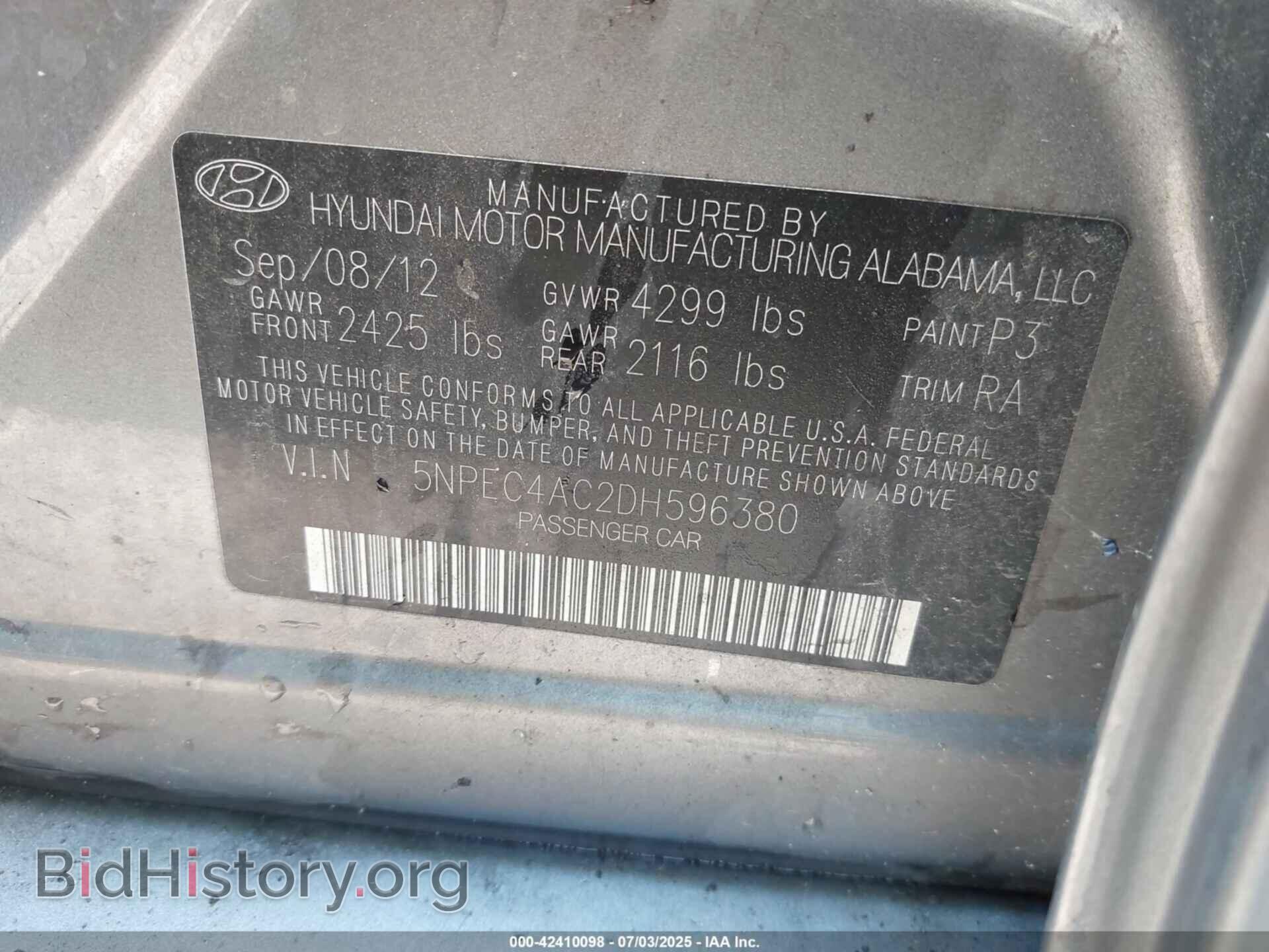 2013 HYUNDAI SONATA - VIN: 5NPEC4AC2DH596380 - Фото 9