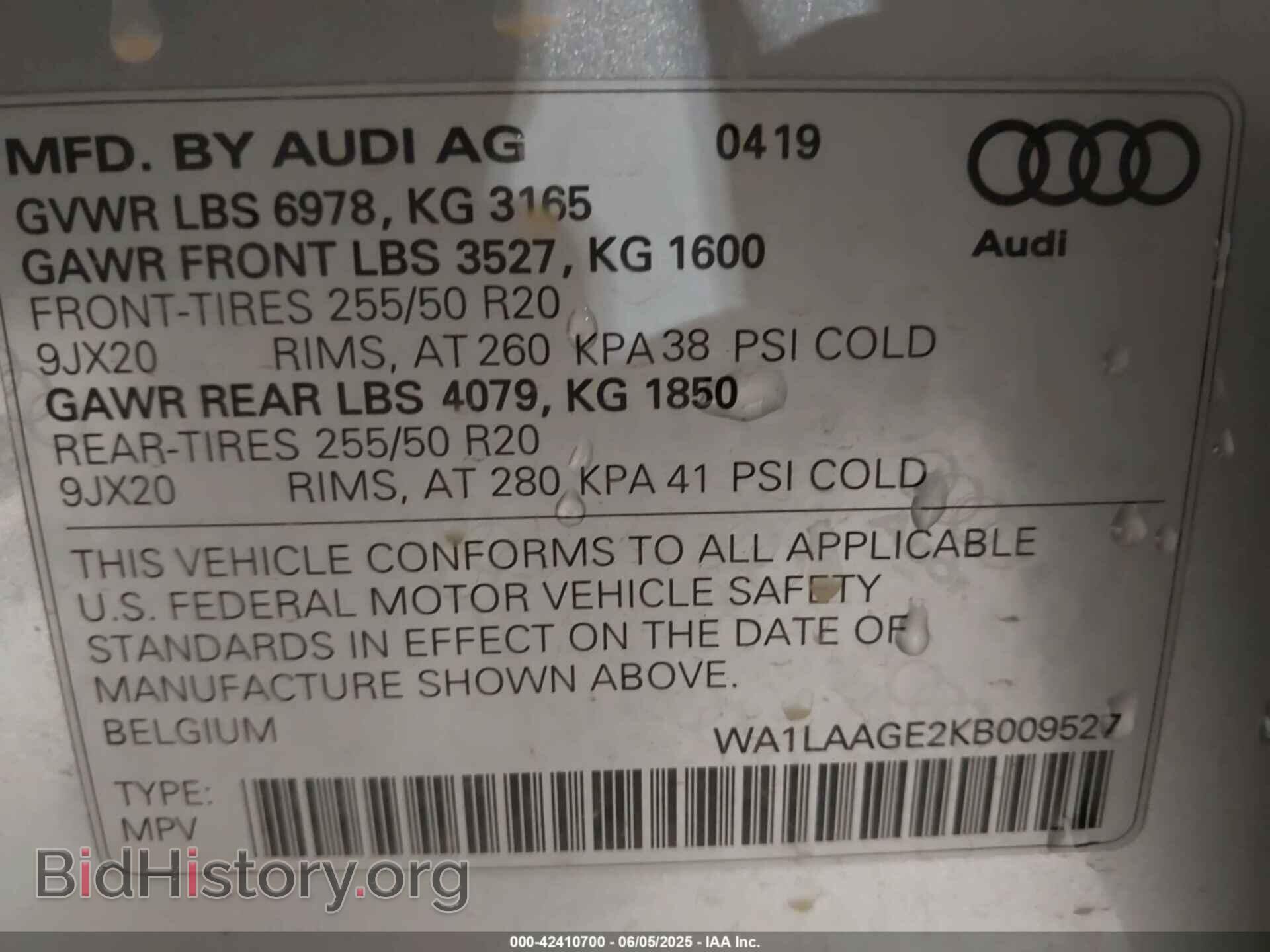 2019 AUDI E-TRON - VIN: WA1LAAGE2KB009527 - Photo 9