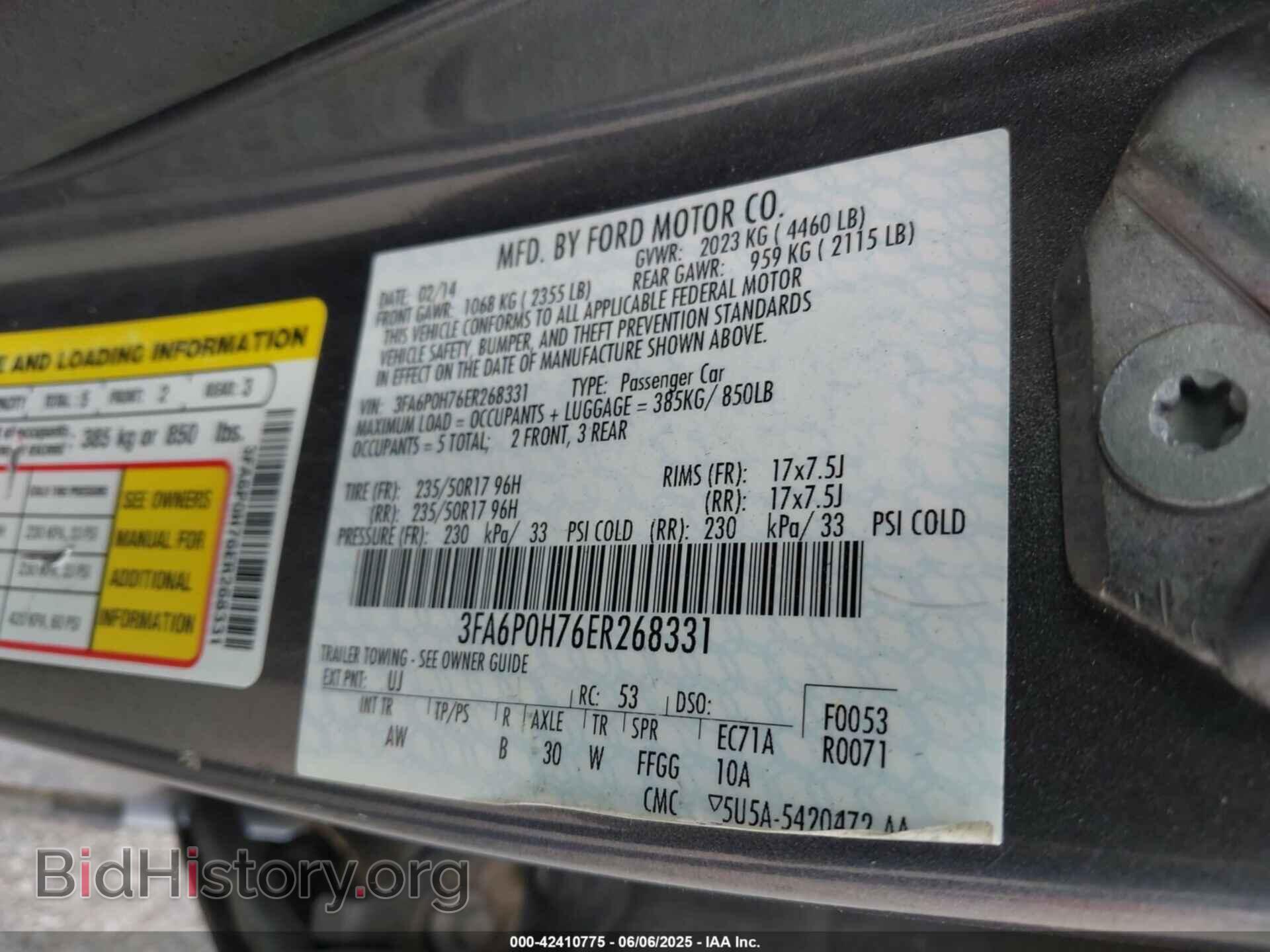 2014 FORD FUSION - VIN: 3FA6P0H76ER268331 - Photo 9