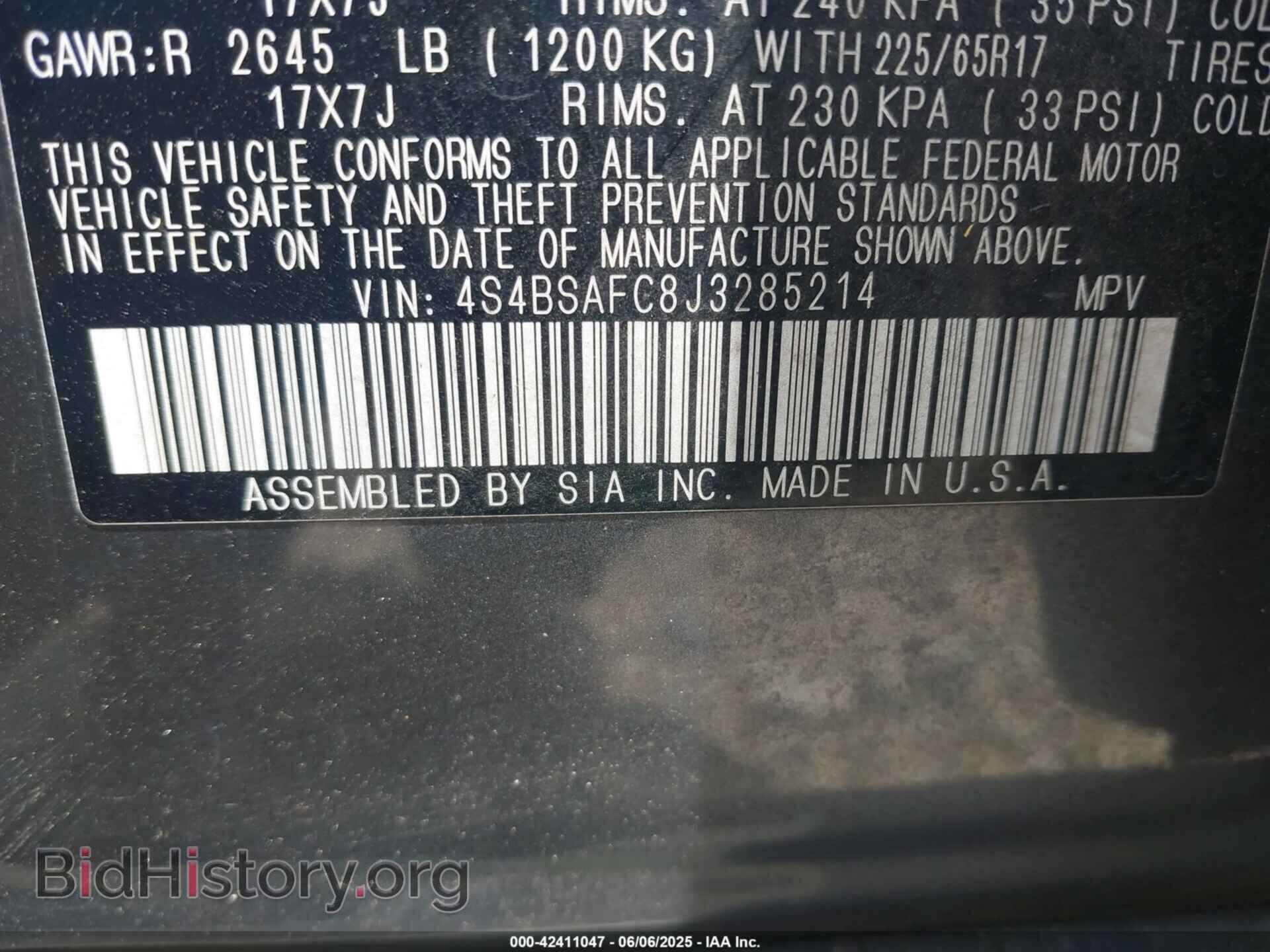 2018 SUBARU OUTBACK - VIN: 4S4BSAFC8J3285214 - Фото 9