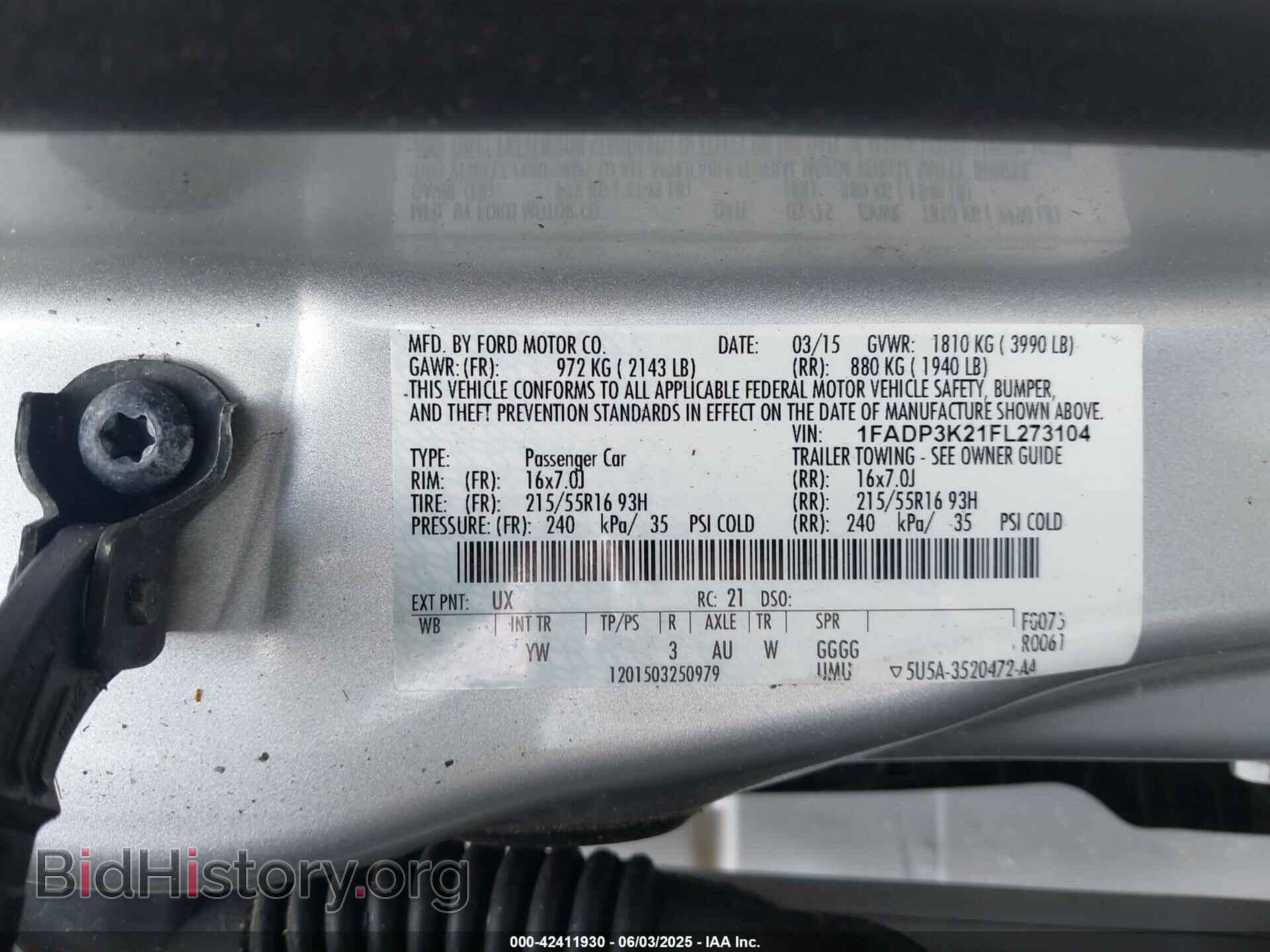 2015 FORD FOCUS - VIN: 1FADP3K21FL273104 - Фото 9