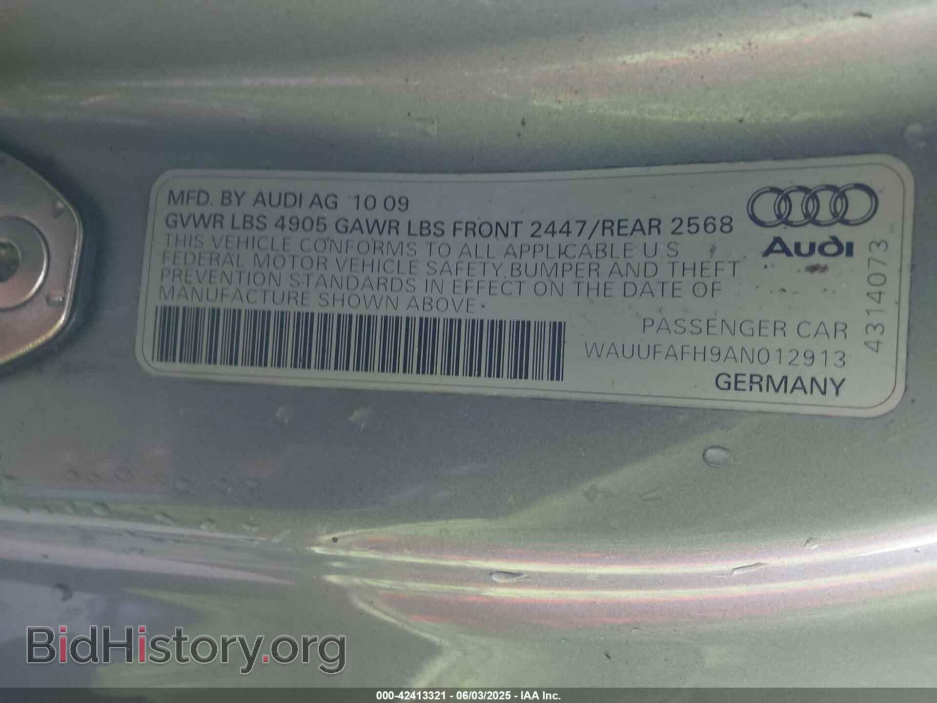 2010 AUDI A5 - VIN: WAUUFAFH9AN012913 - Фото 9