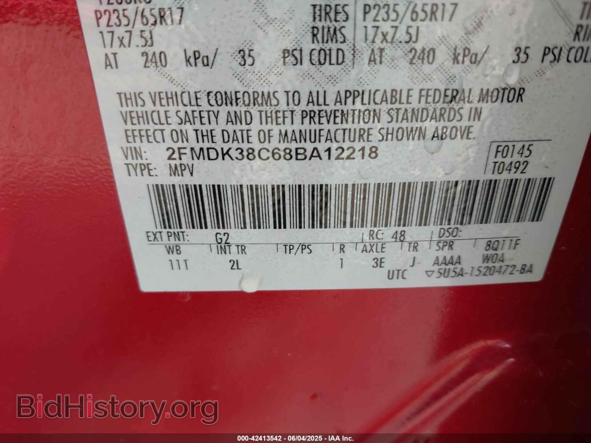 2008 FORD EDGE - VIN: 2FMDK38C68BA12218 - Фото 9