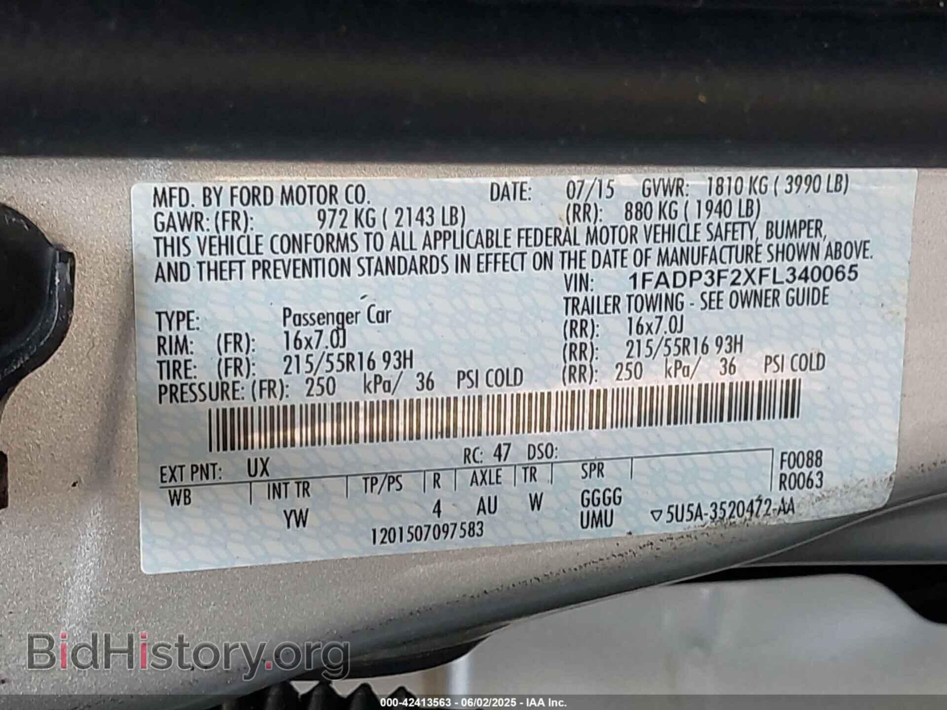 2015 FORD FOCUS - VIN: 1FADP3F2XFL340065 - Фото 9