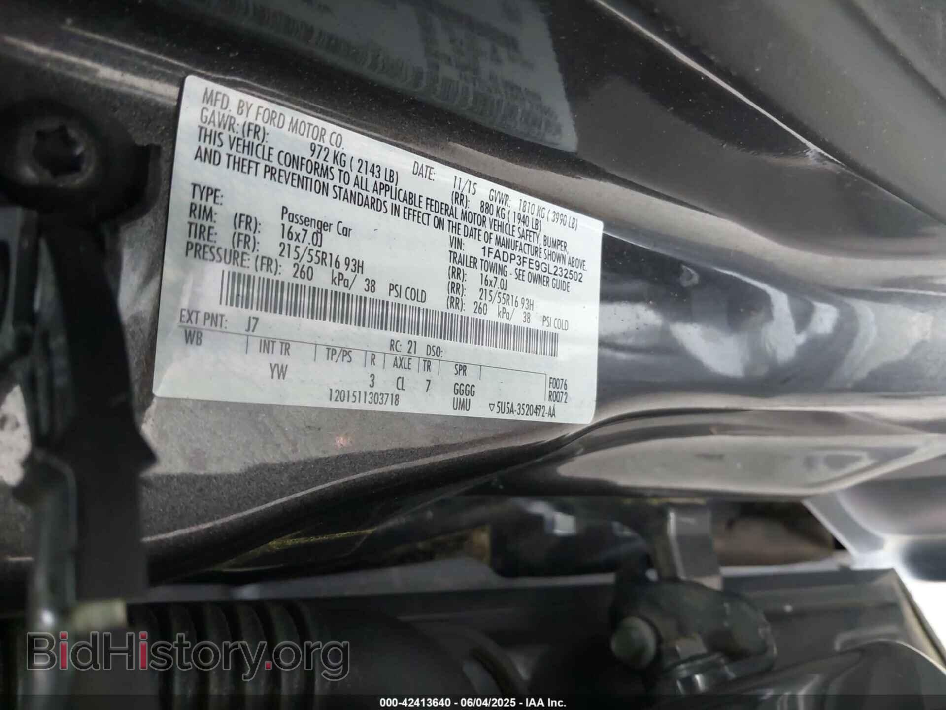 2016 FORD FOCUS - VIN: 1FADP3FE9GL232502 - Фото 9