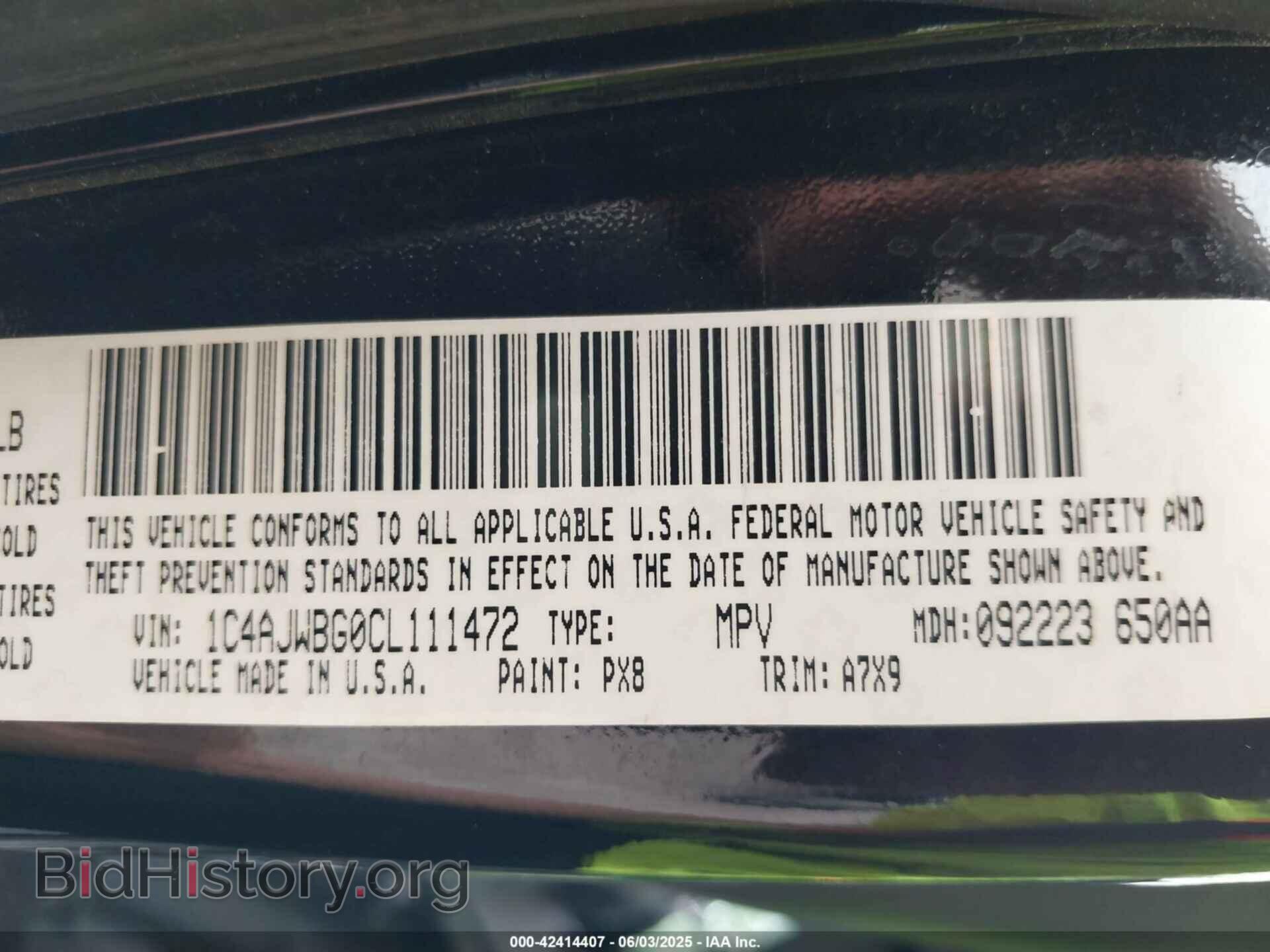 2012 JEEP WRANGLER - VIN: 1C4AJWBG0CL111472 - Фото 9