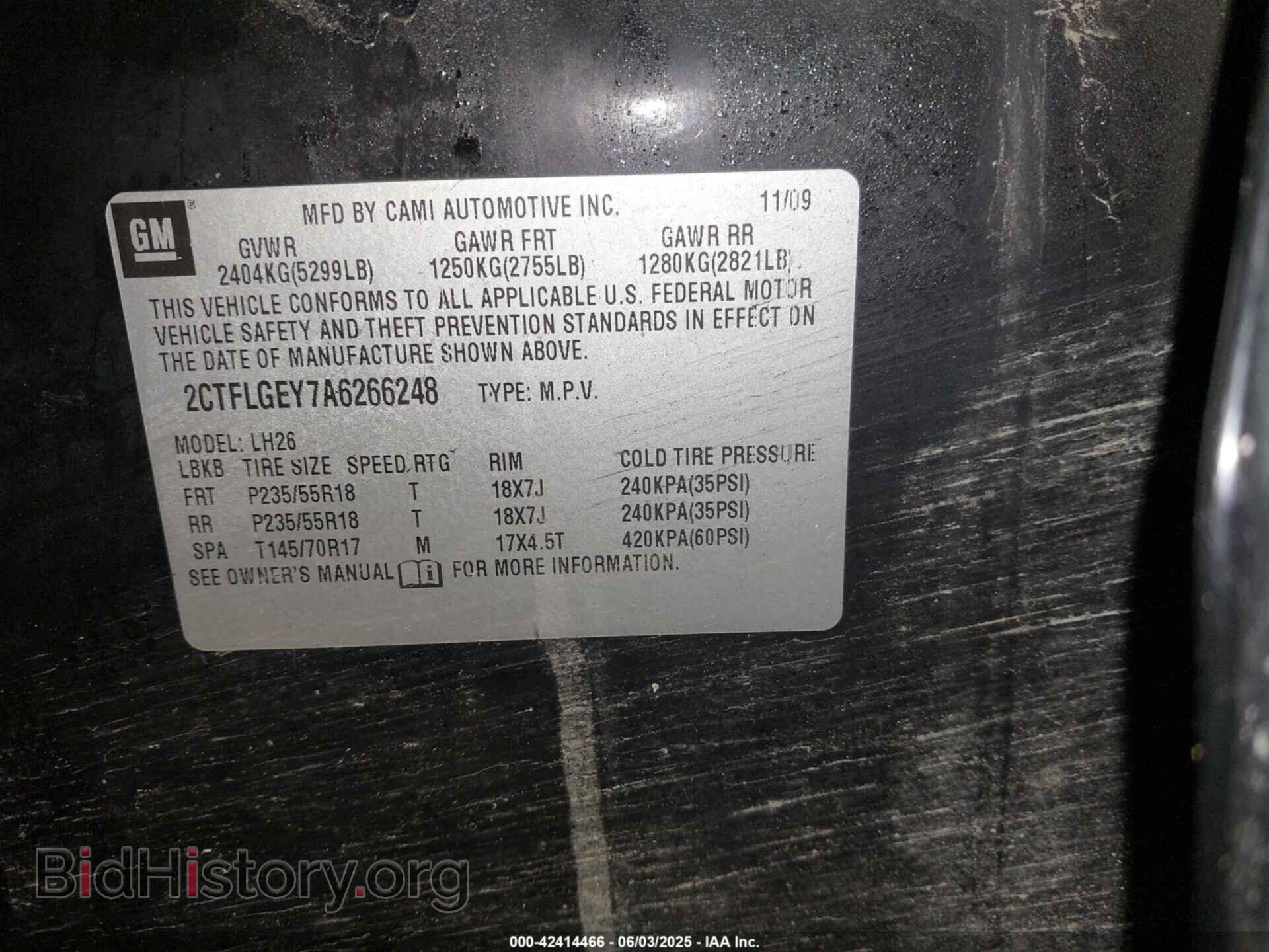 2010 GMC TERRAIN - VIN: 2CTFLGEY7A6266248 - Фото 9