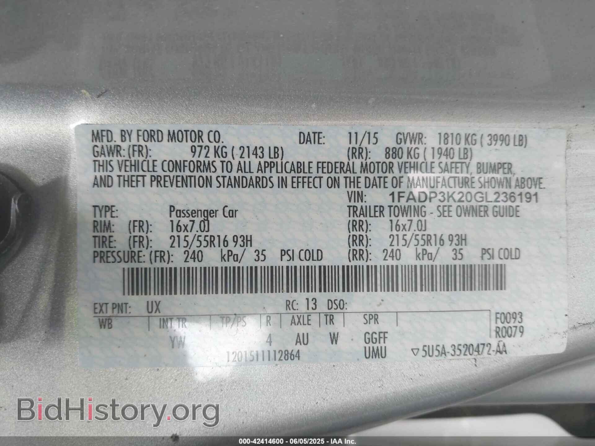 2016 FORD FOCUS - VIN: 1FADP3K20GL236191 - Фото 9