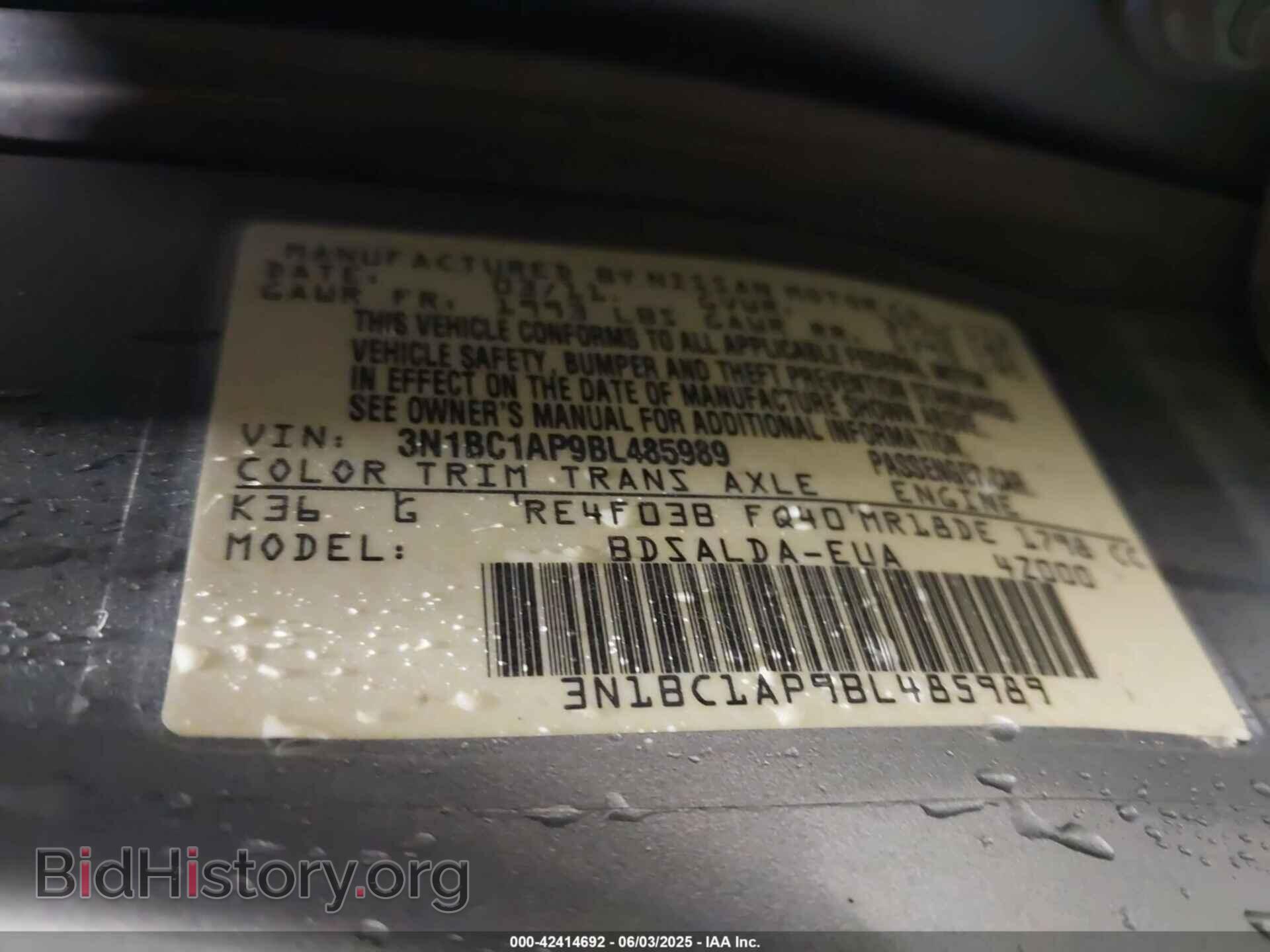 2011 NISSAN VERSA - VIN: 3N1BC1AP9BL485989 - Фото 9