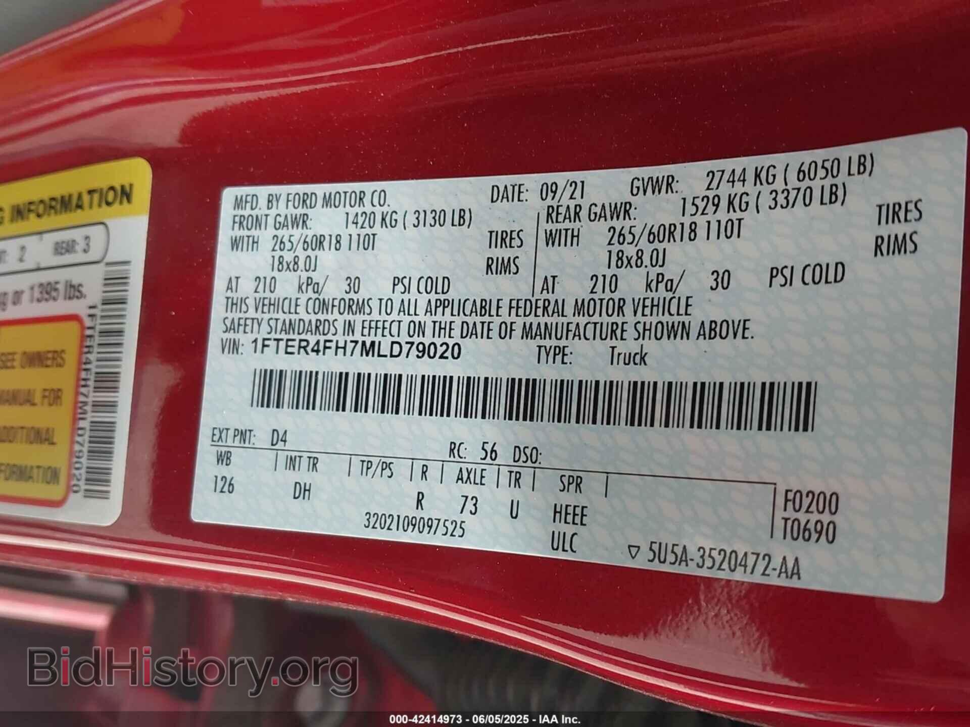 2021 FORD RANGER - VIN: 1FTER4FH7MLD79020 - Фото 9