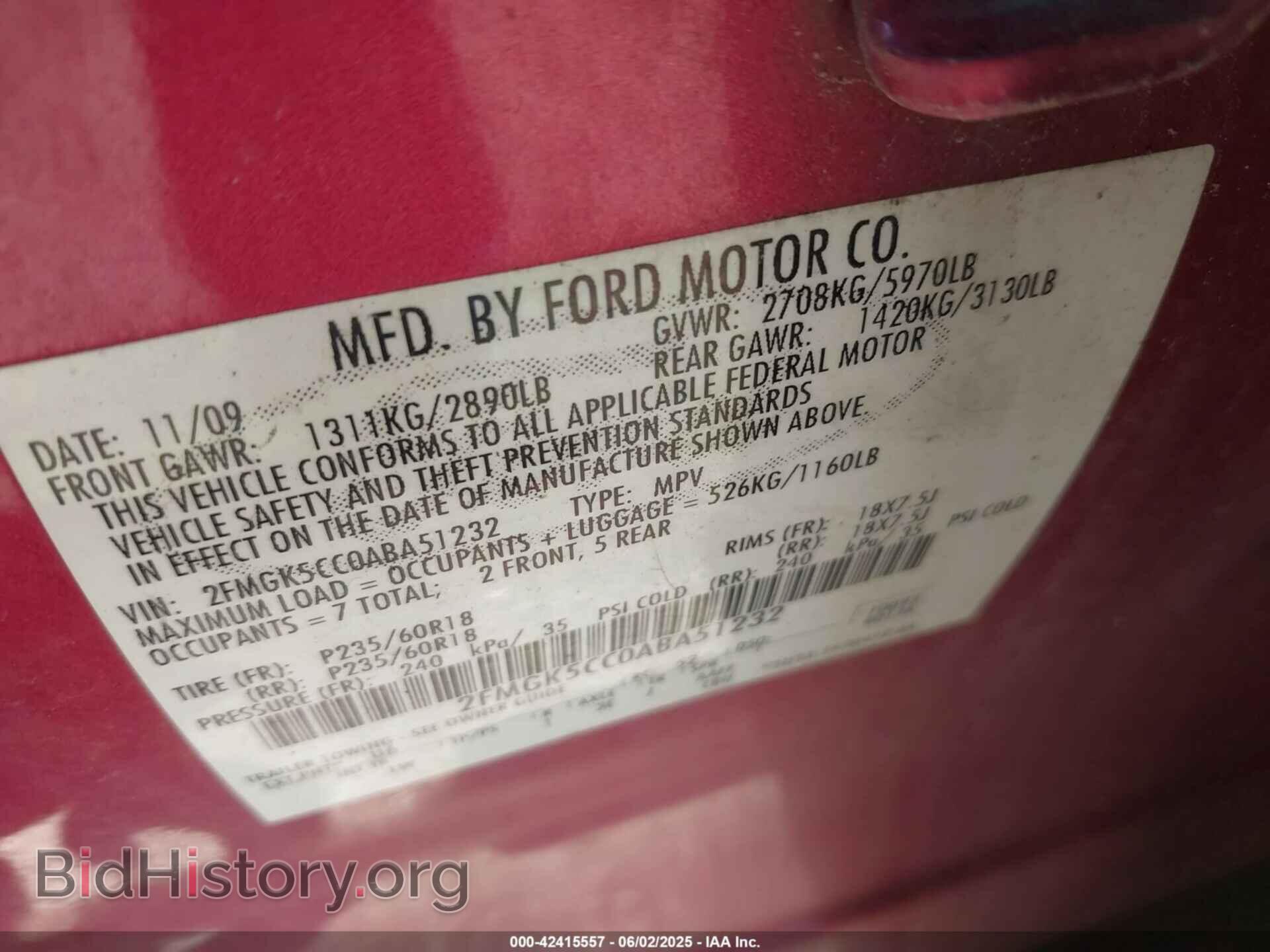 2010 FORD FLEX - VIN: 2FMGK5CC0ABA51232 - Фото 9