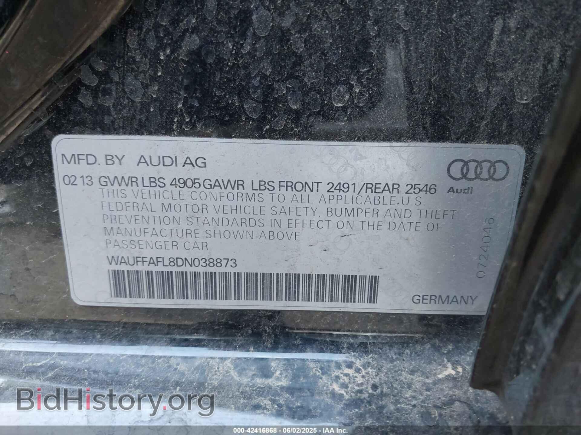 2013 AUDI A4 - VIN: WAUFFAFL8DN038873 - Фото 9