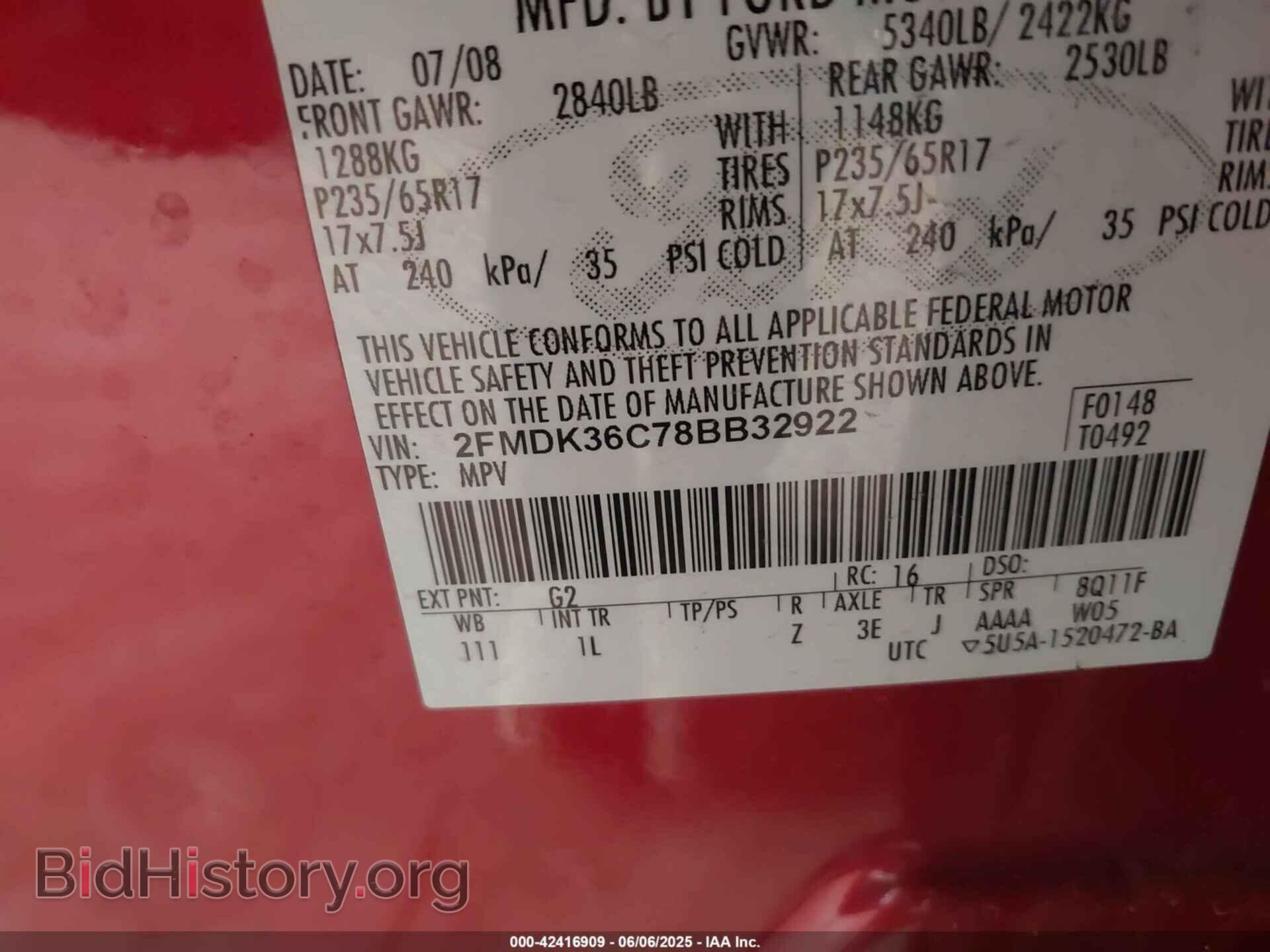 2008 FORD EDGE - VIN: 2FMDK36C78BB32922 - Photo 9