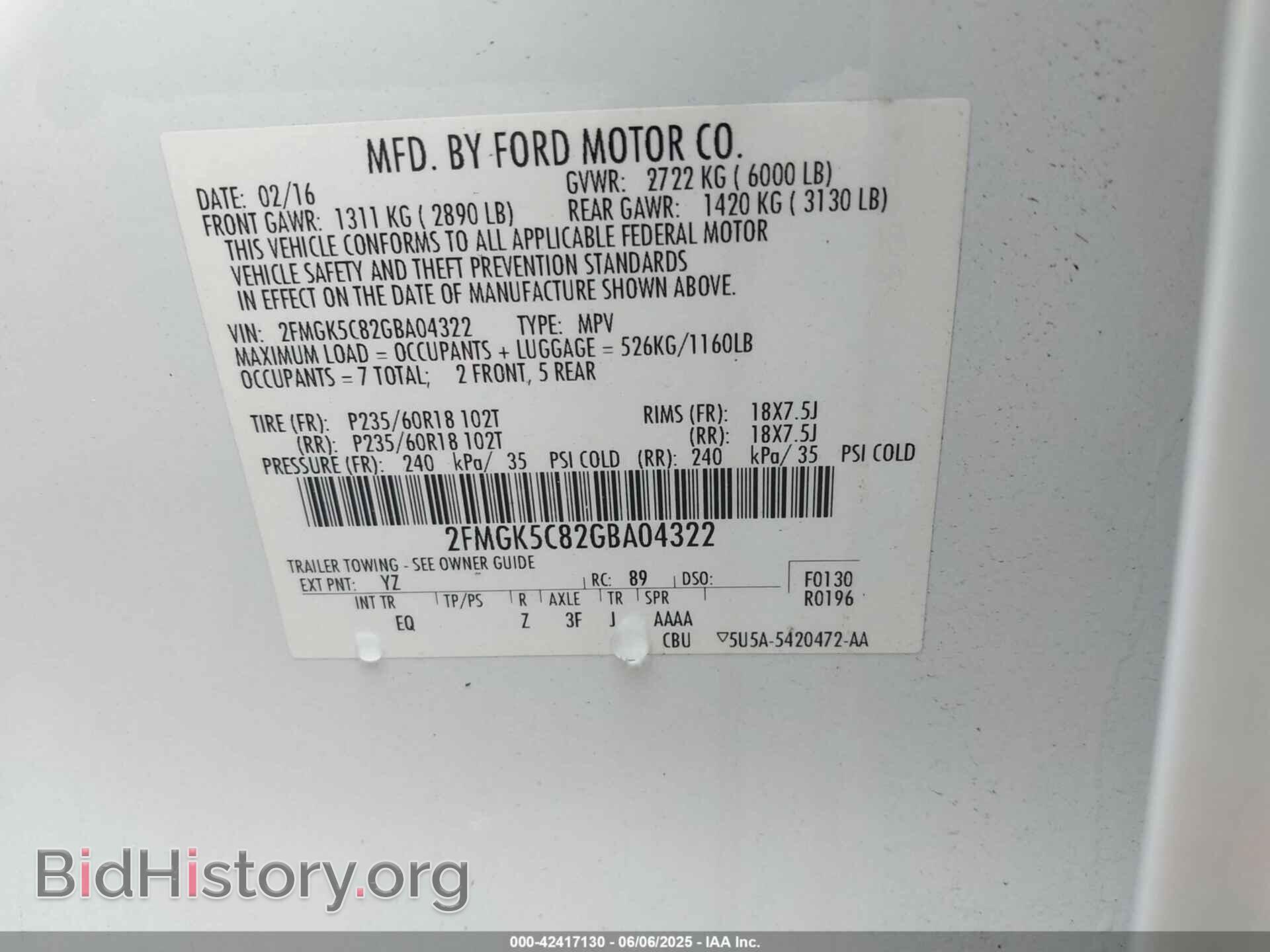 2016 FORD FLEX - VIN: 2FMGK5C82GBA04322 - Photo 9
