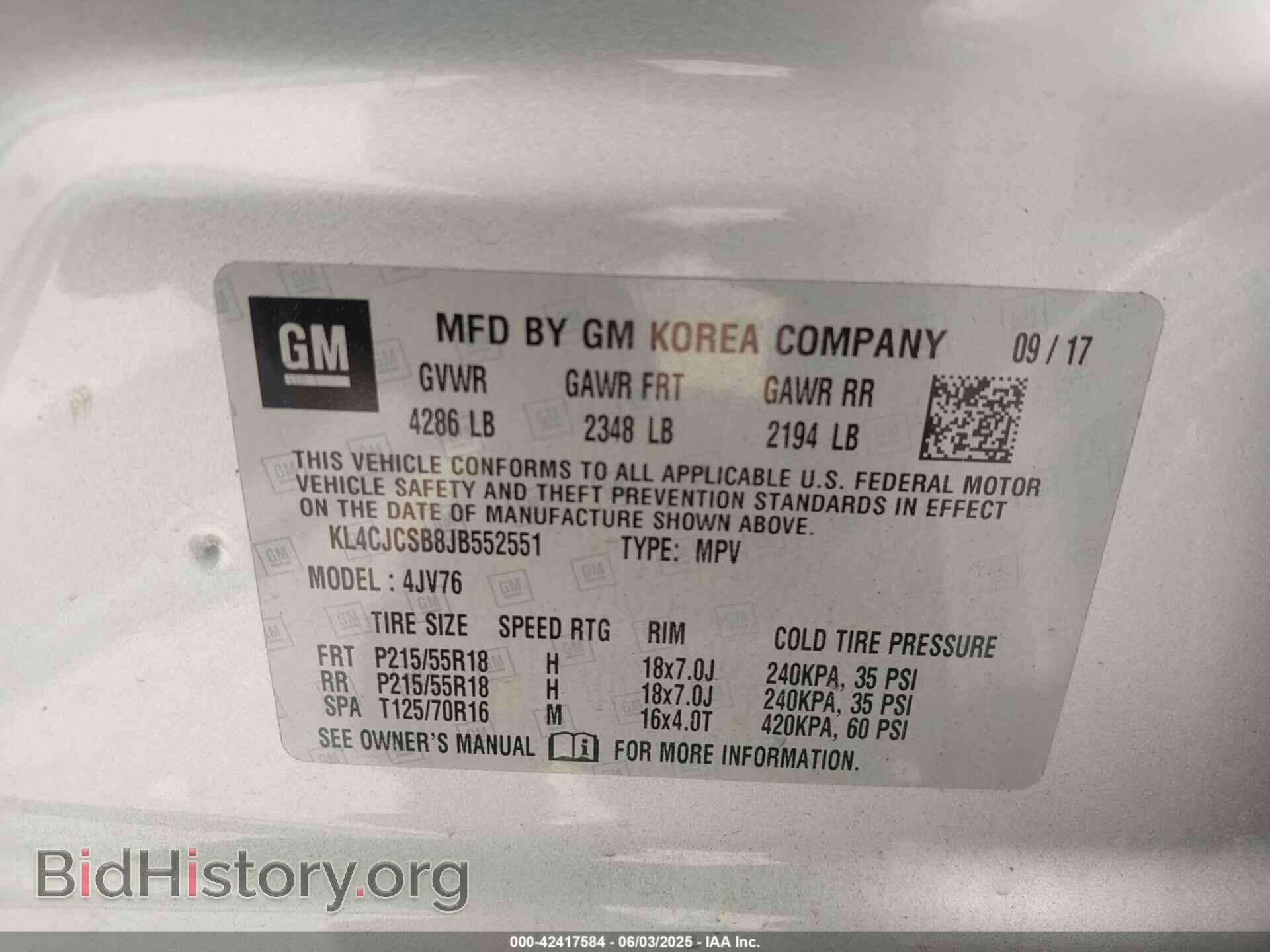 2018 BUICK ENCORE - VIN: KL4CJCSB8JB552551 - Фото 9