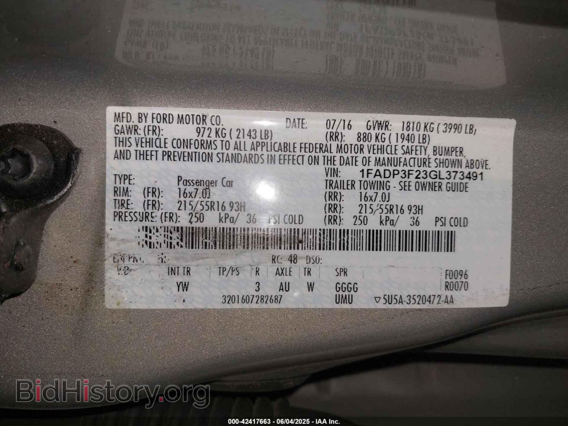 2016 FORD FOCUS - VIN: 1FADP3F23GL373491 - Фото 9