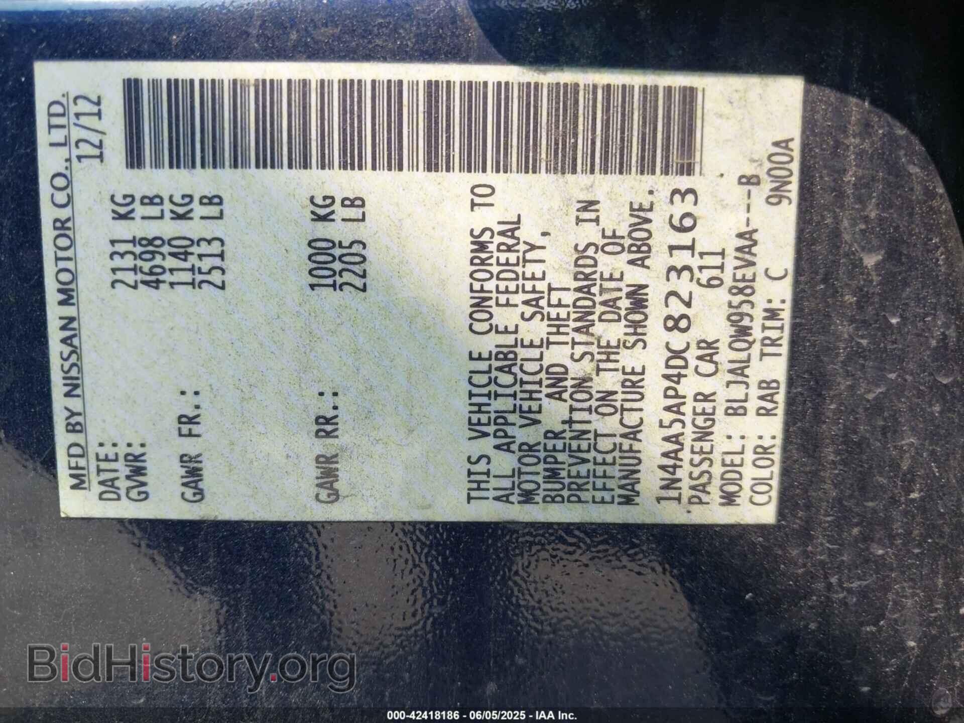 2013 NISSAN MAXIMA - VIN: 1N4AA5AP4DC823163 - Фото 9