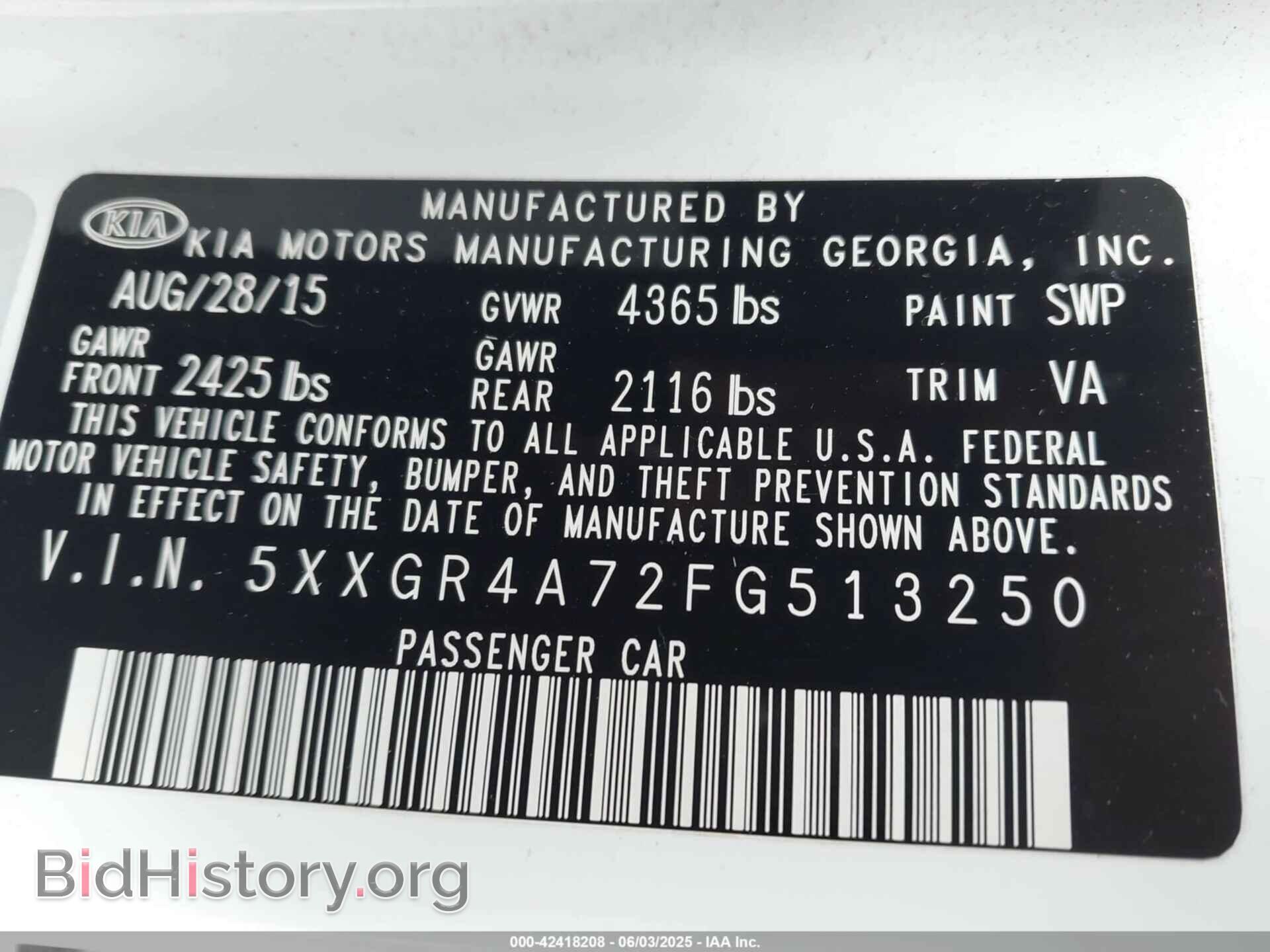 2015 KIA OPTIMA - VIN: 5XXGR4A72FG513250 - Photo 9