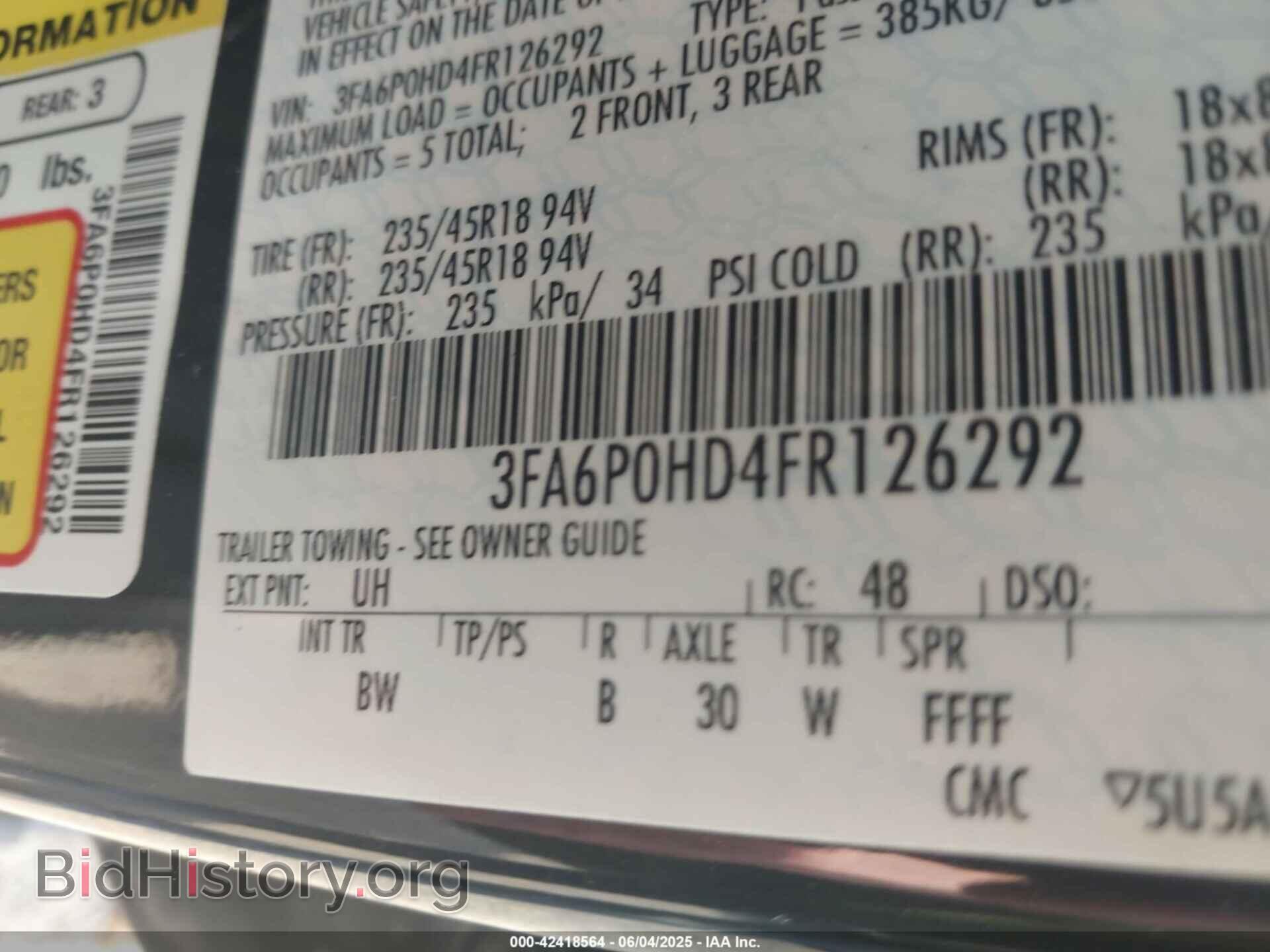 2015 FORD FUSION - VIN: 3FA6P0HD4FR126292 - Фото 9
