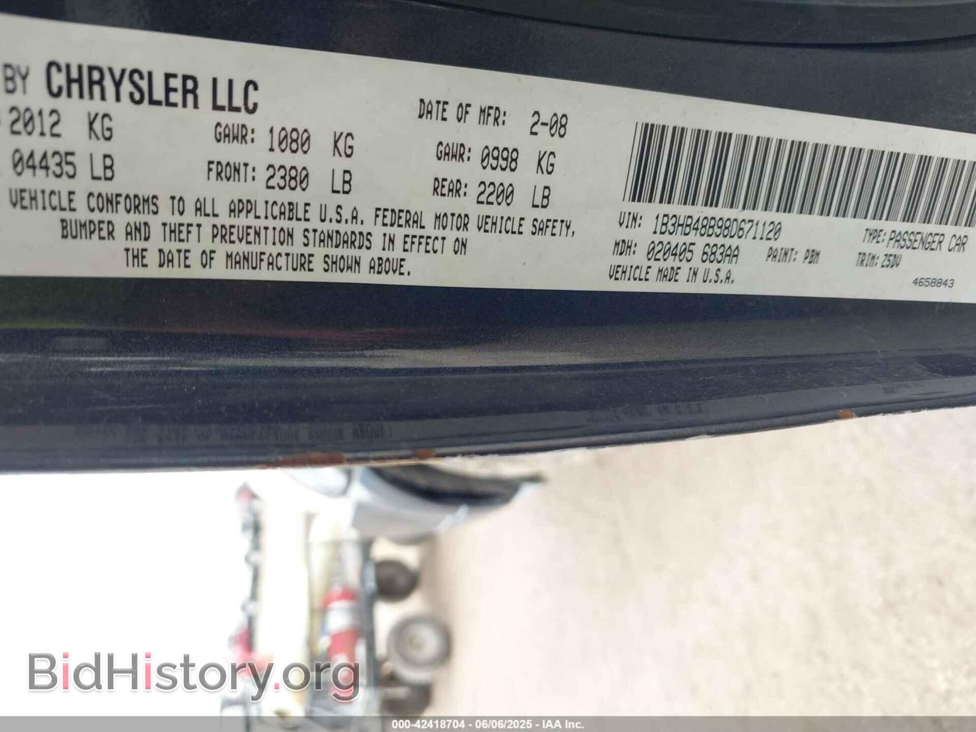 2008 DODGE CALIBER - VIN: 1B3HB48B98D671120 - Фото 9