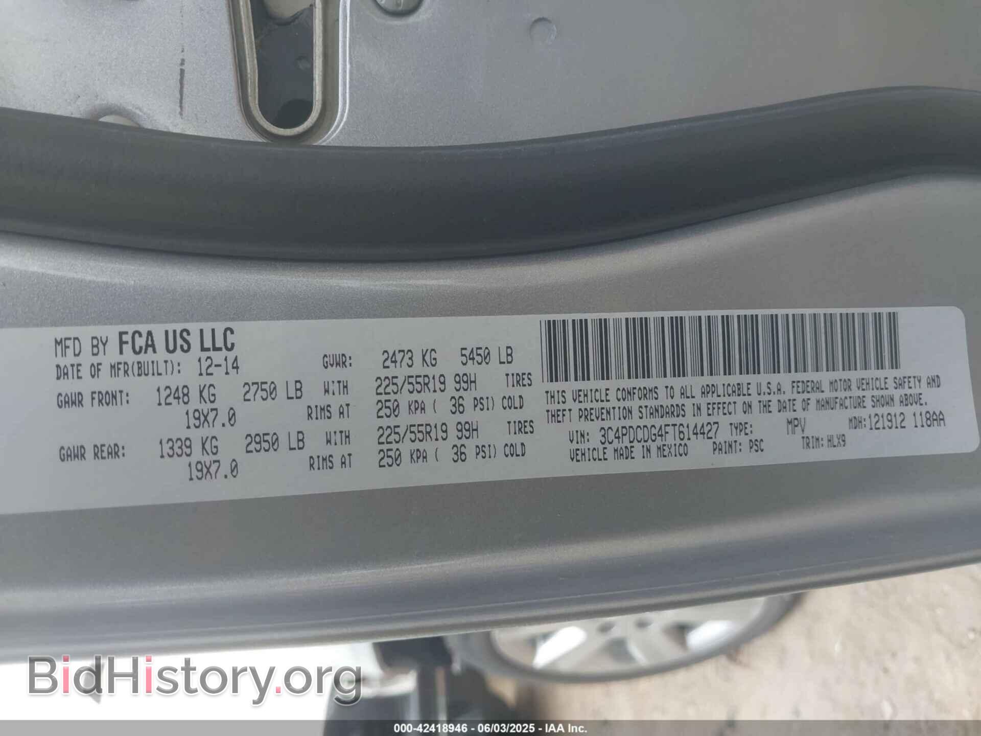 2015 DODGE JOURNEY - VIN: 3C4PDCDG4FT614427 - Фото 9