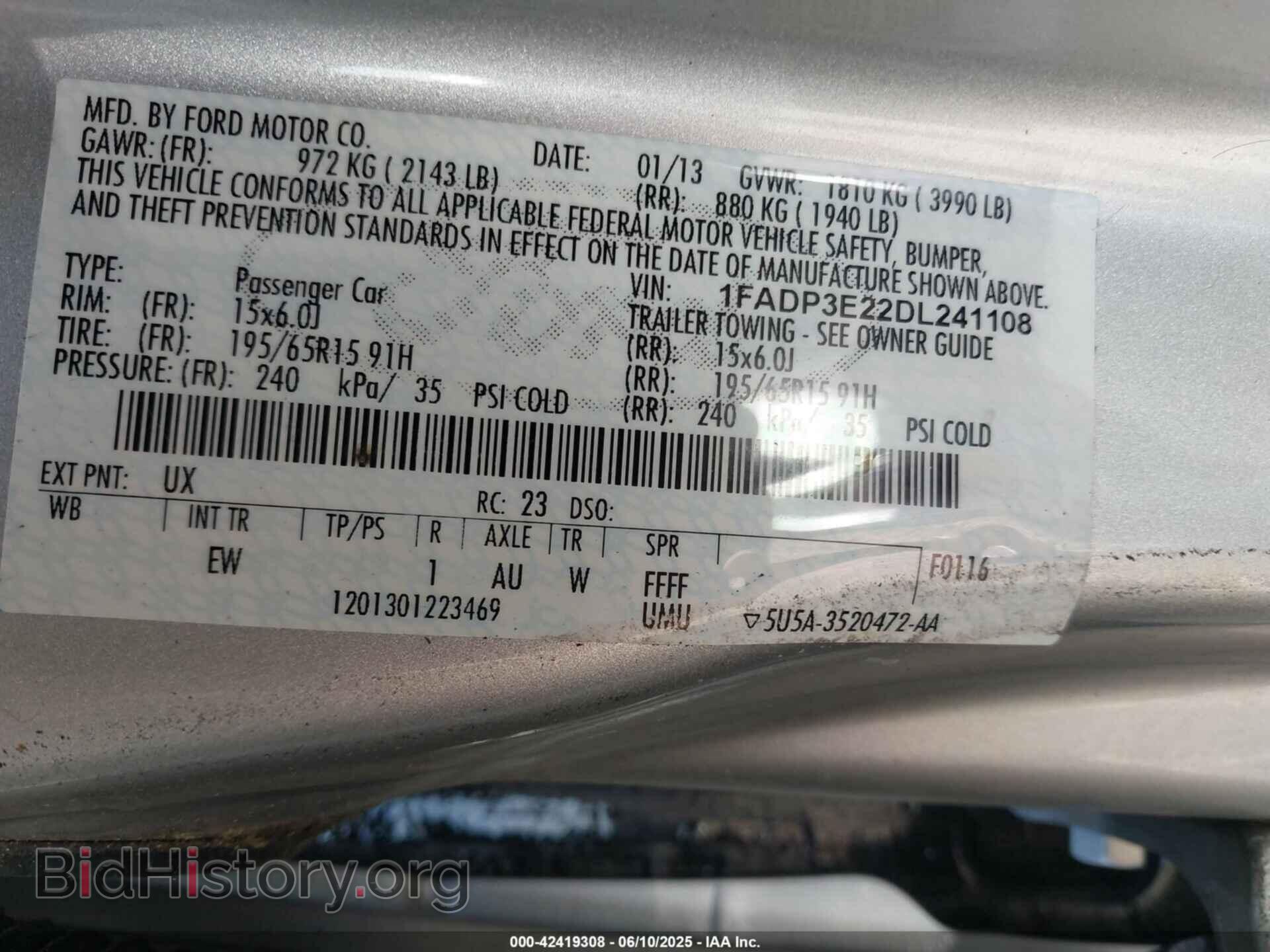 2013 FORD FOCUS - VIN: 1FADP3E22DL241108 - Фото 9