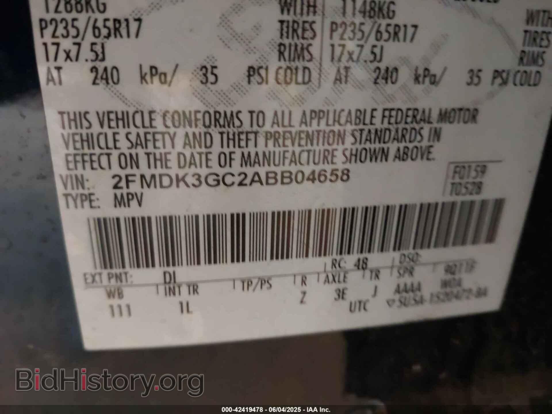 2010 FORD EDGE - VIN: 2FMDK3GC2ABB04658 - Фото 9