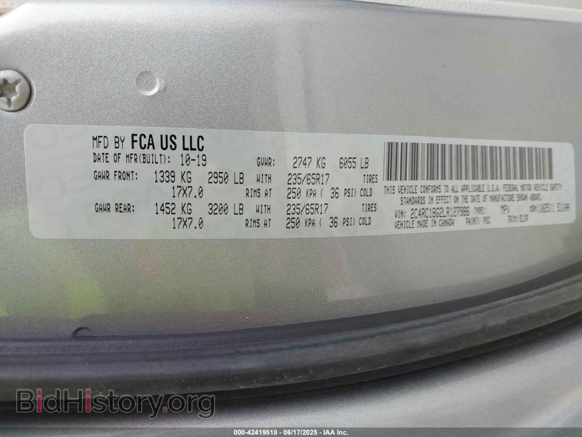 2020 CHRYSLER PACIFICA - VIN: 2C4RC1BG2LR127986 - Фото 9