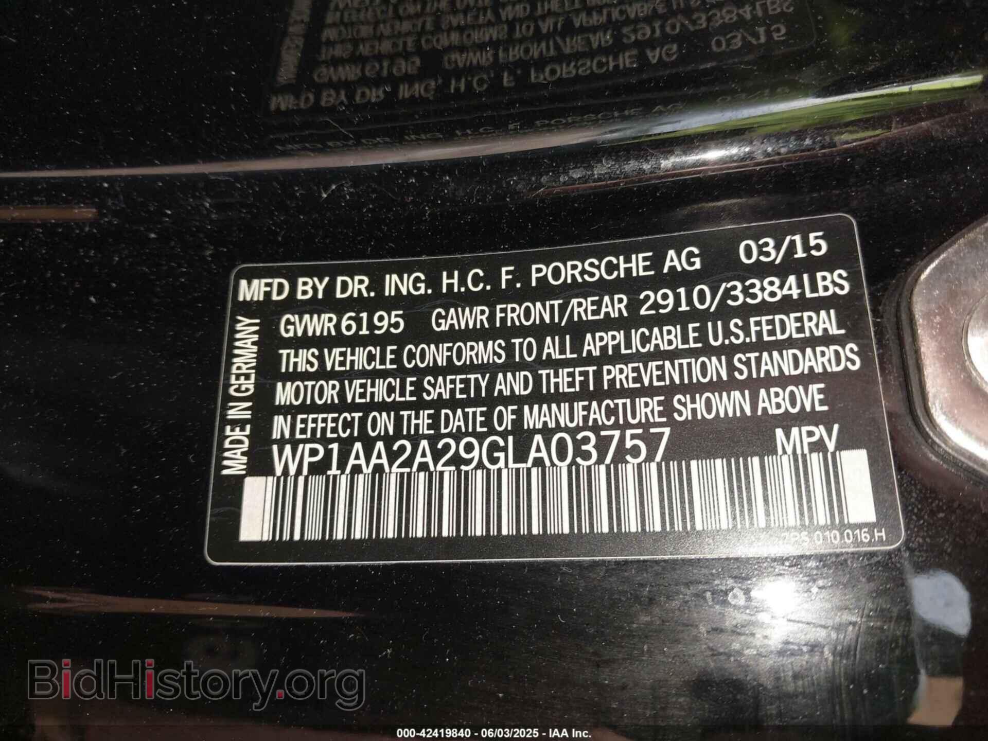 2016 PORSCHE CAYENNE - VIN: WP1AA2A29GLA03757 - Фото 9