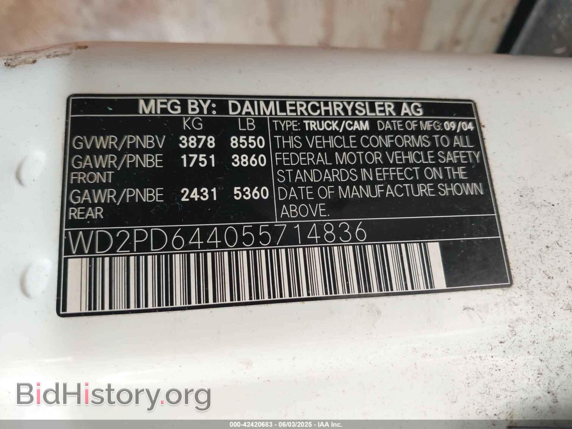 2005 DODGE SPRINTER VAN 2500 - VIN: WD2PD644055714836 - Photo 9