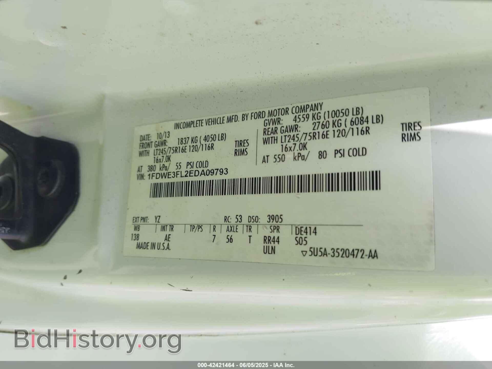 2014 FORD E-350 CUTAWAY - VIN: 1FDWE3FL2EDA09793 - Фото 4