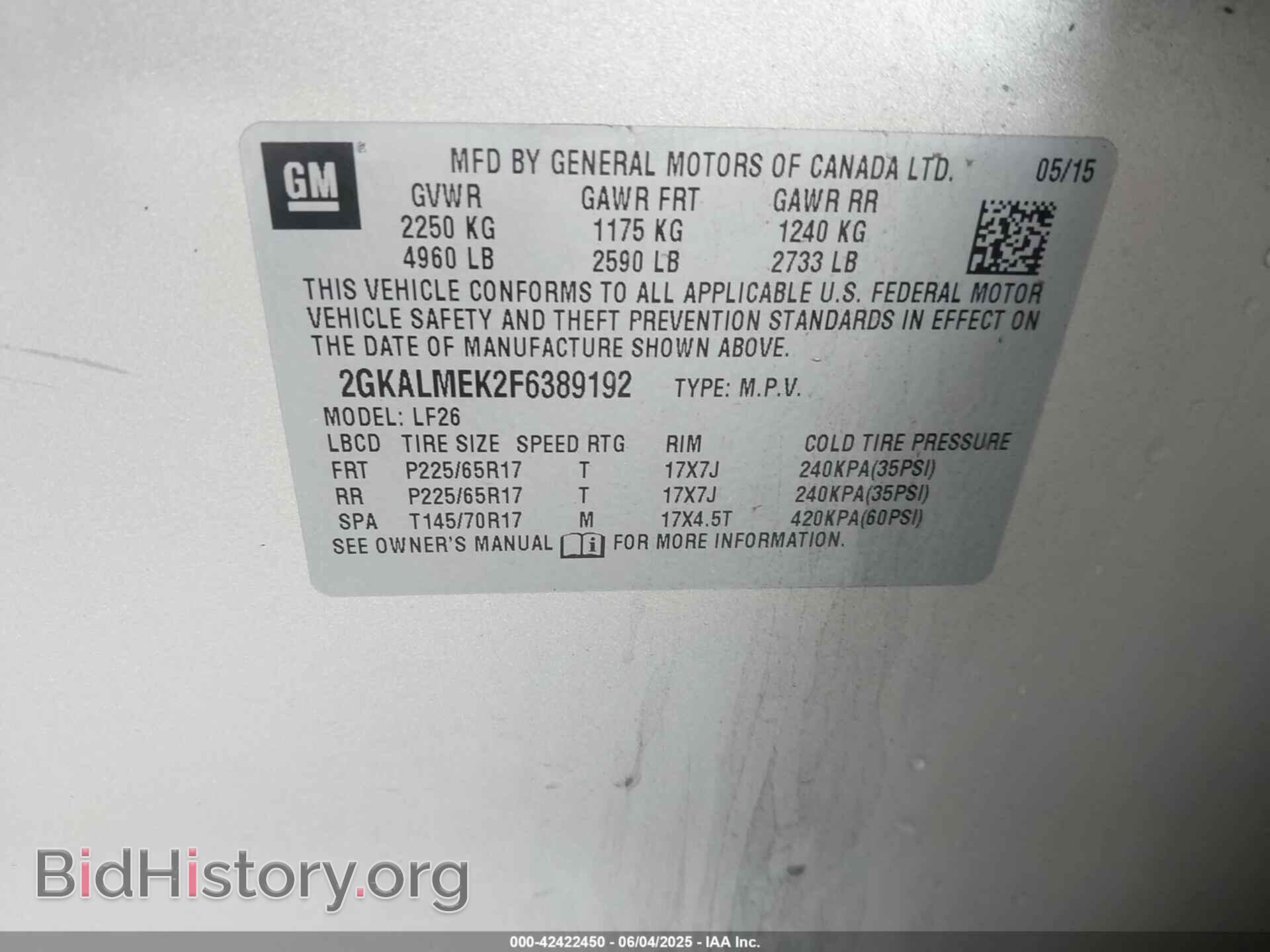 2015 GMC TERRAIN - VIN: 2GKALMEK2F6389192 - Фото 9