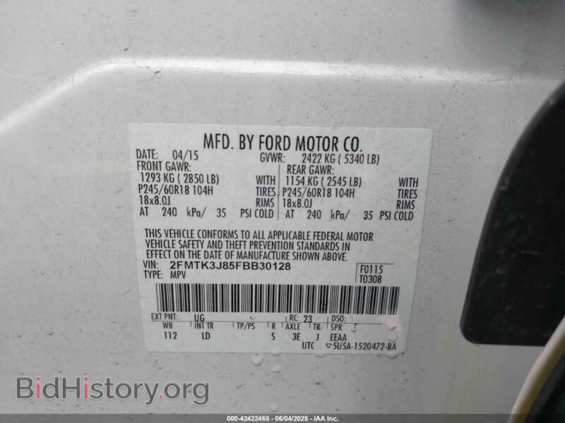 2015 Ford EDGE (VIN 2FMTK3J85FBB30128) — photo 9 of 15