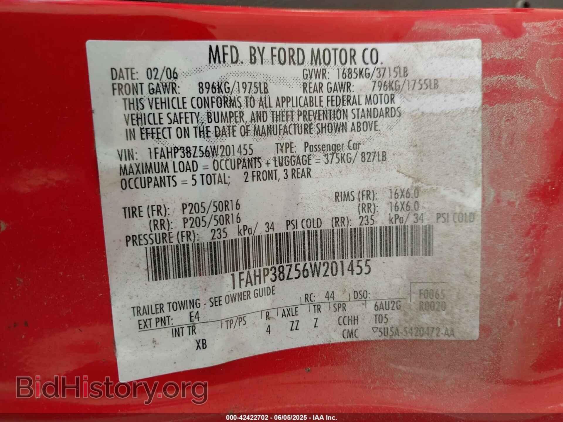 2006 FORD FOCUS - VIN: 1FAHP38Z56W201455 - Фото 9