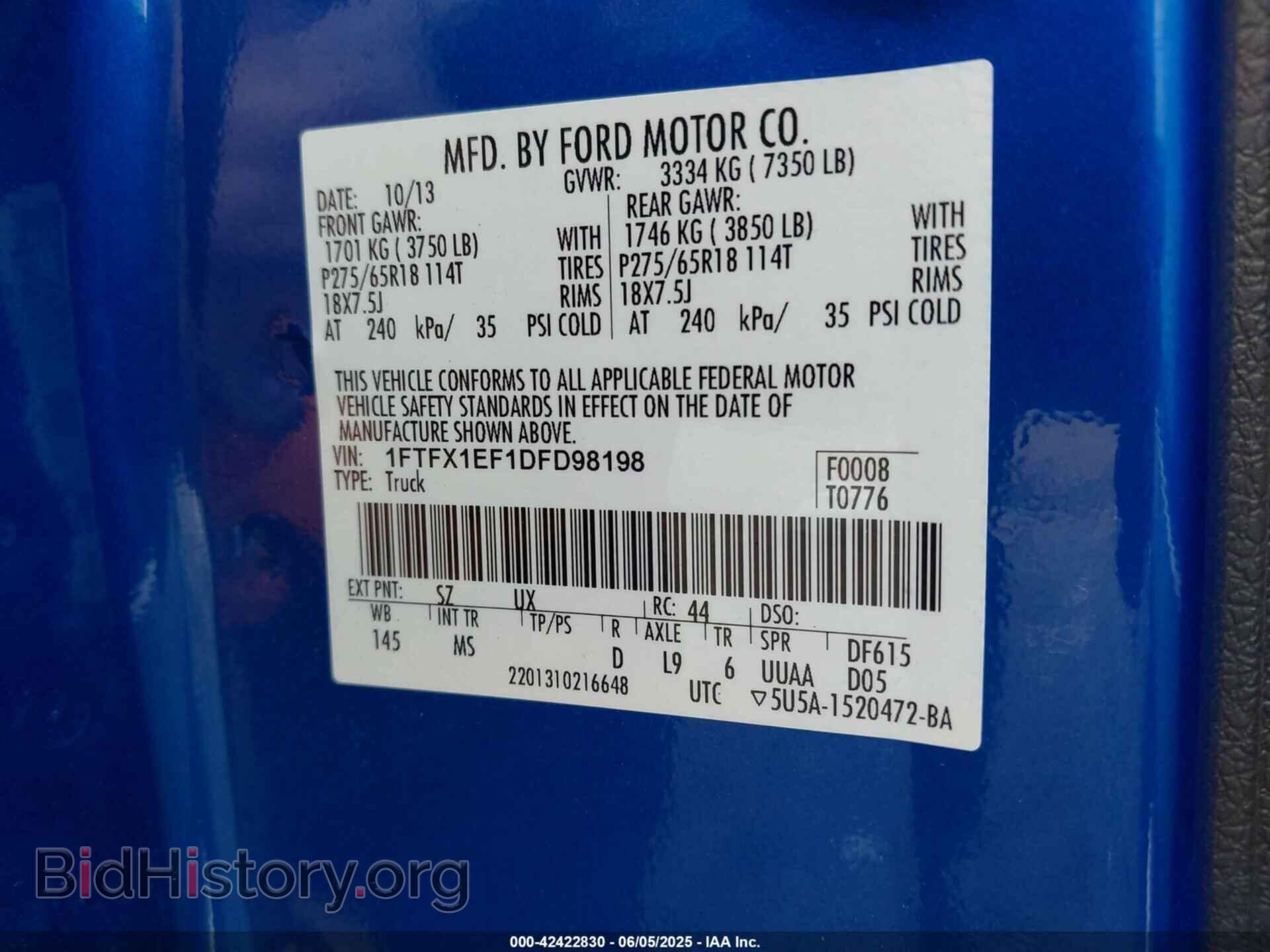 2013 FORD F-150 - VIN: 1FTFX1EF1DFD98198 - Фото 9