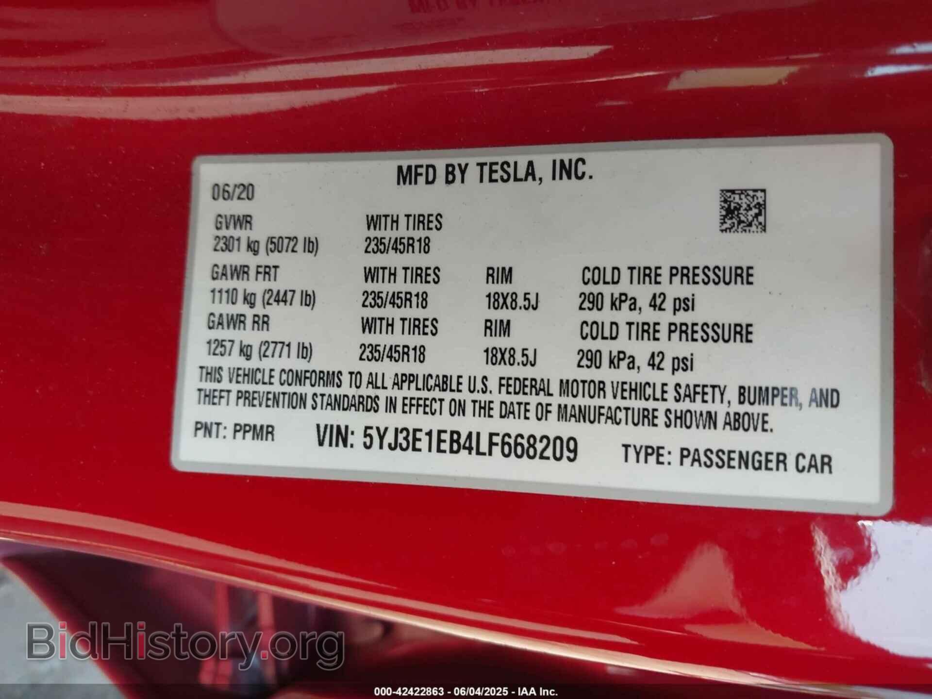 2020 TESLA MODEL 3 - VIN: 5YJ3E1EB4LF668209 - Фото 9