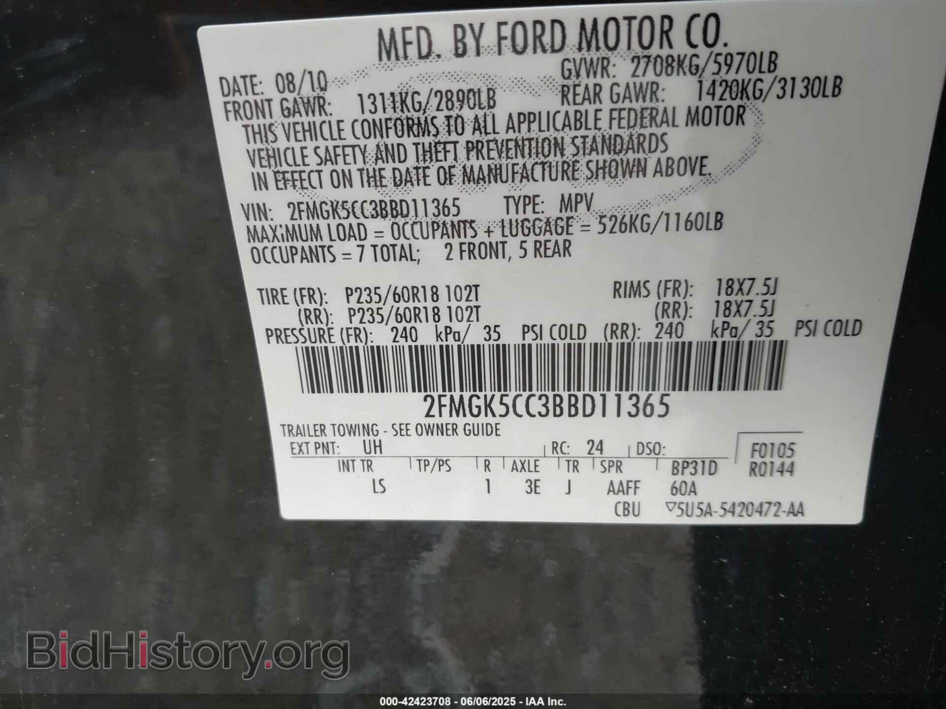 2011 FORD FLEX - VIN: 2FMGK5CC3BBD11365 - Photo 9