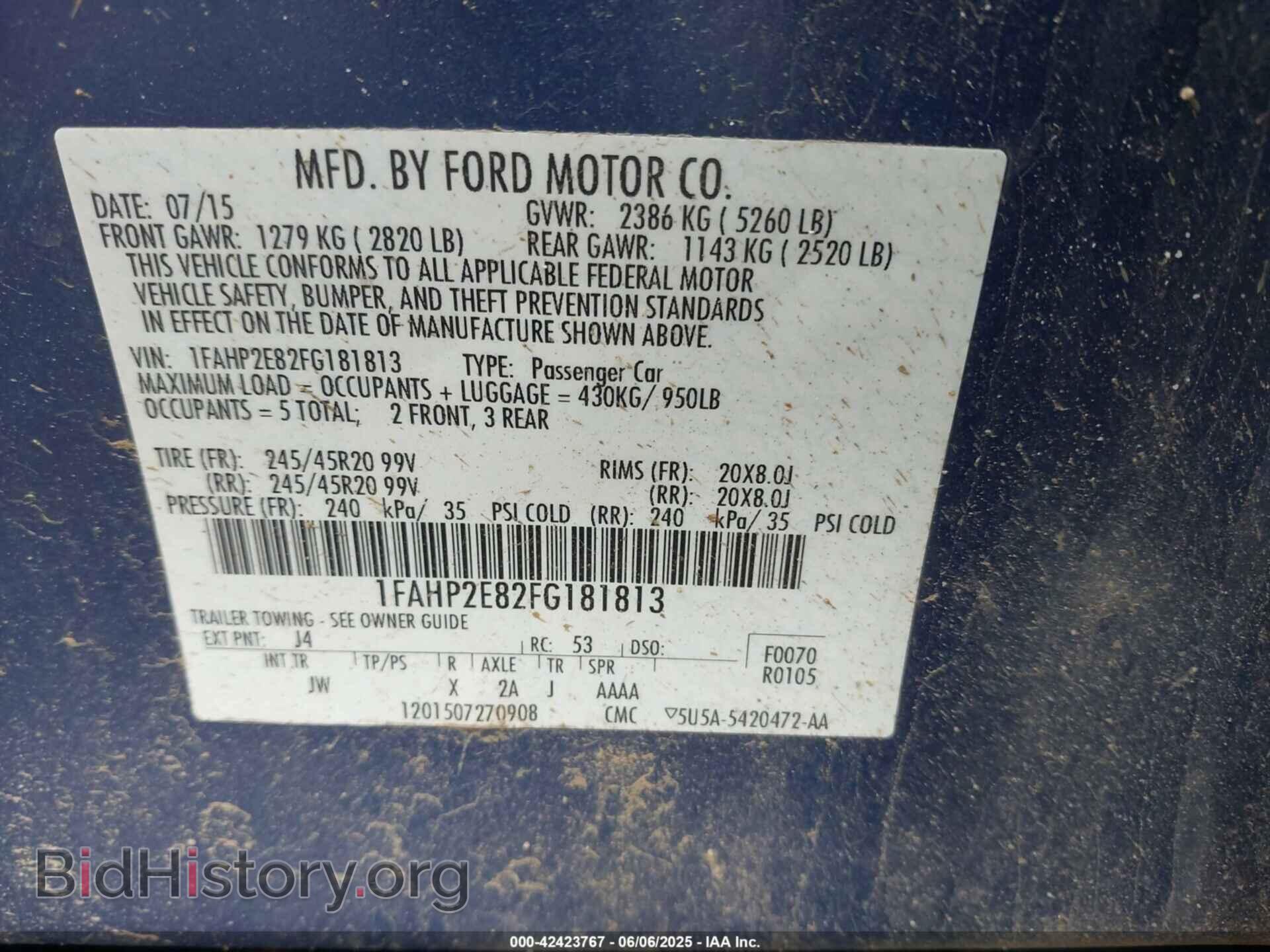 2015 FORD TAURUS - VIN: 1FAHP2E82FG181813 - Photo 9