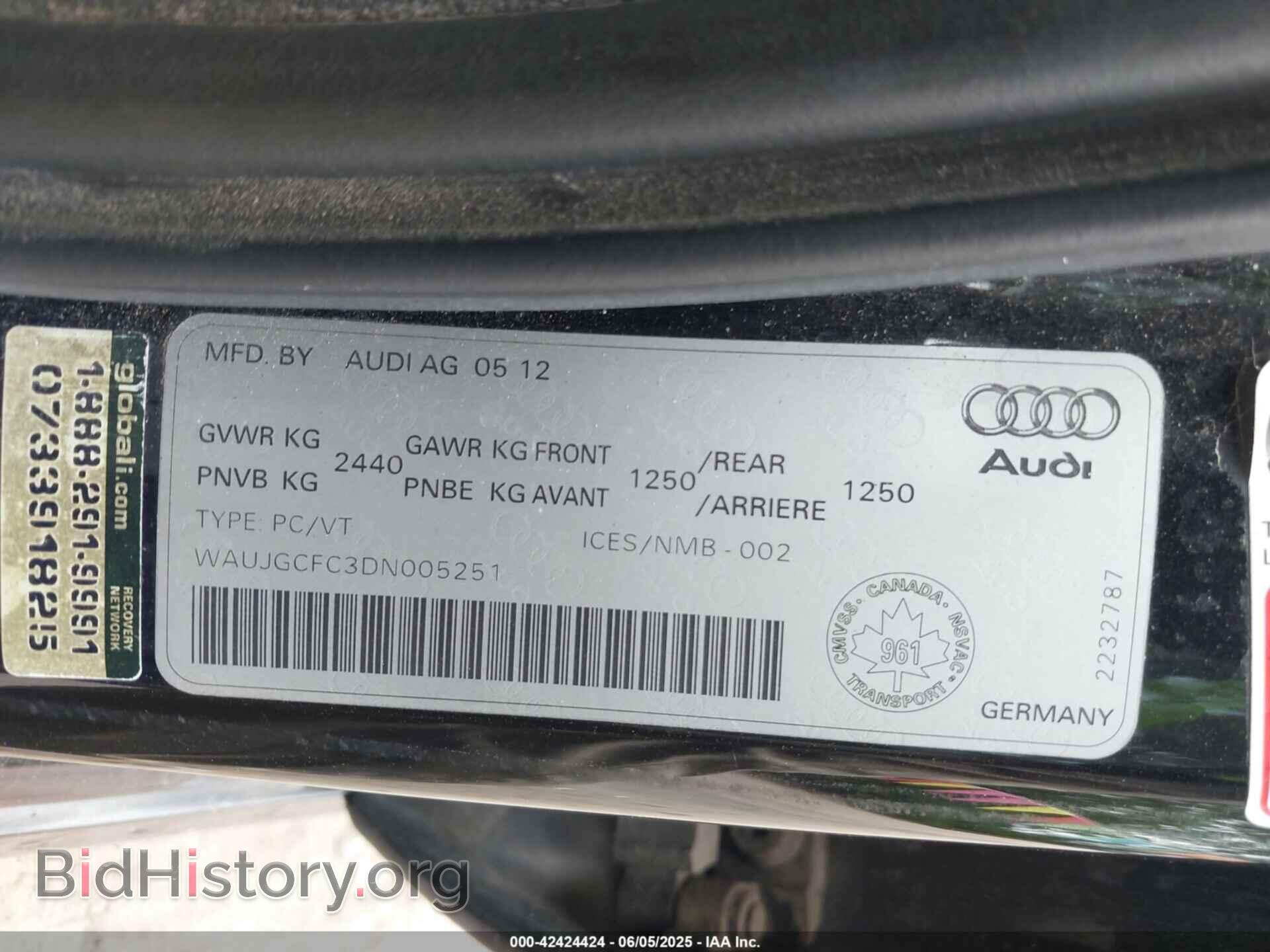 2013 AUDI A6 - VIN: WAUJGCFC3DN005251 - Фото 9