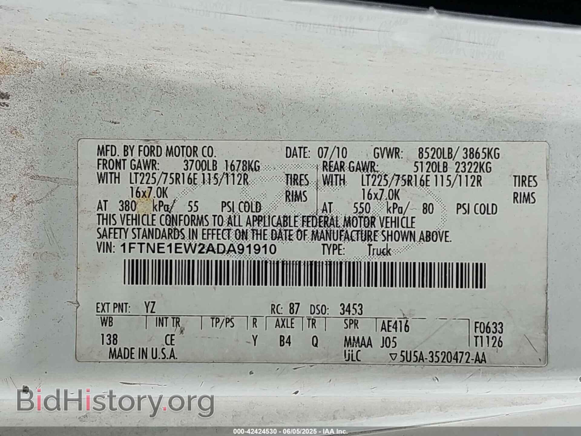 2010 FORD E-150 - VIN: 1FTNE1EW2ADA91910 - Фото 9