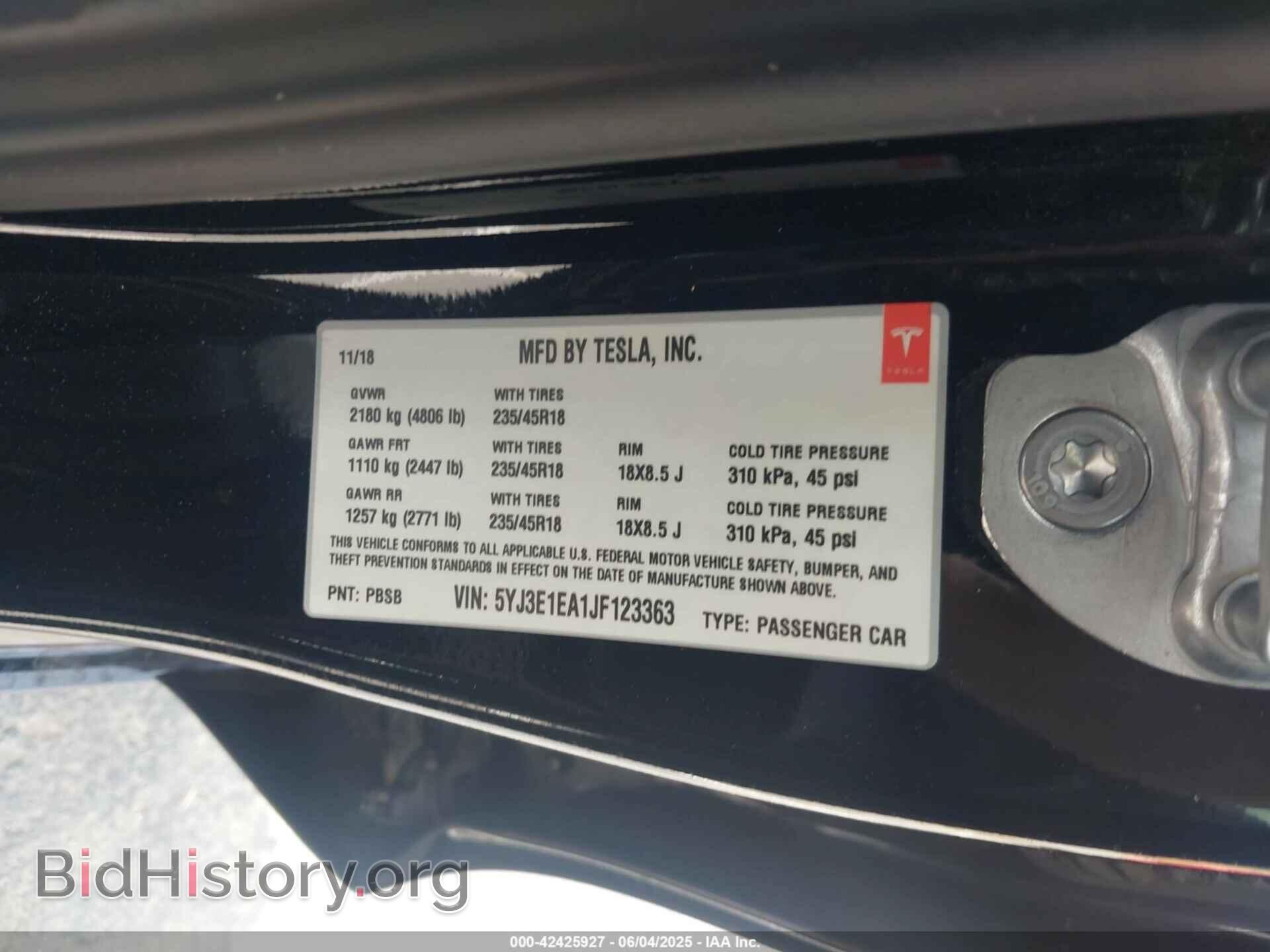 2018 TESLA MODEL 3 - VIN: 5YJ3E1EA1JF123363 - Photo 9