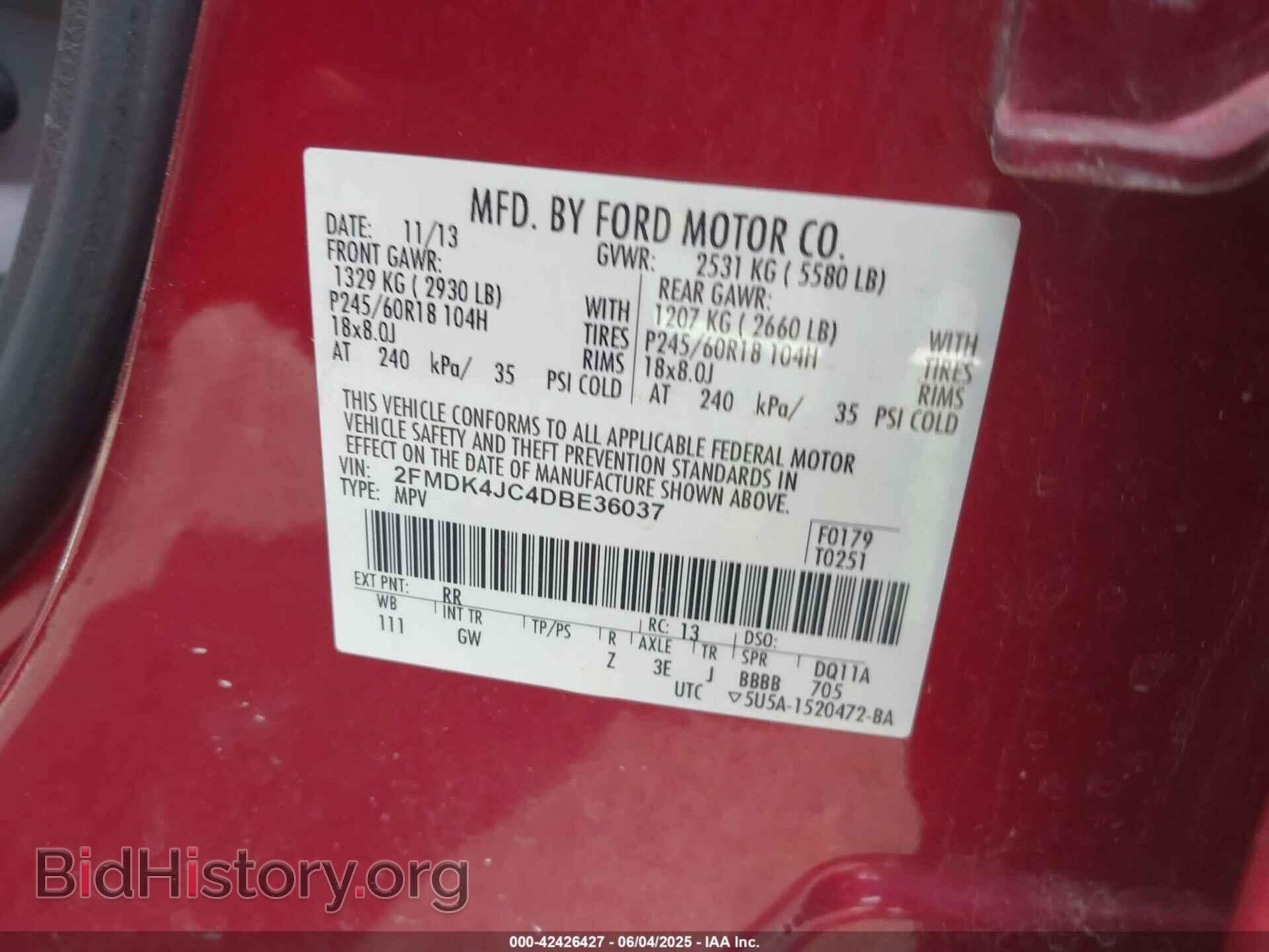 2013 FORD EDGE - VIN: 2FMDK4JC4DBE36037 - Photo 9