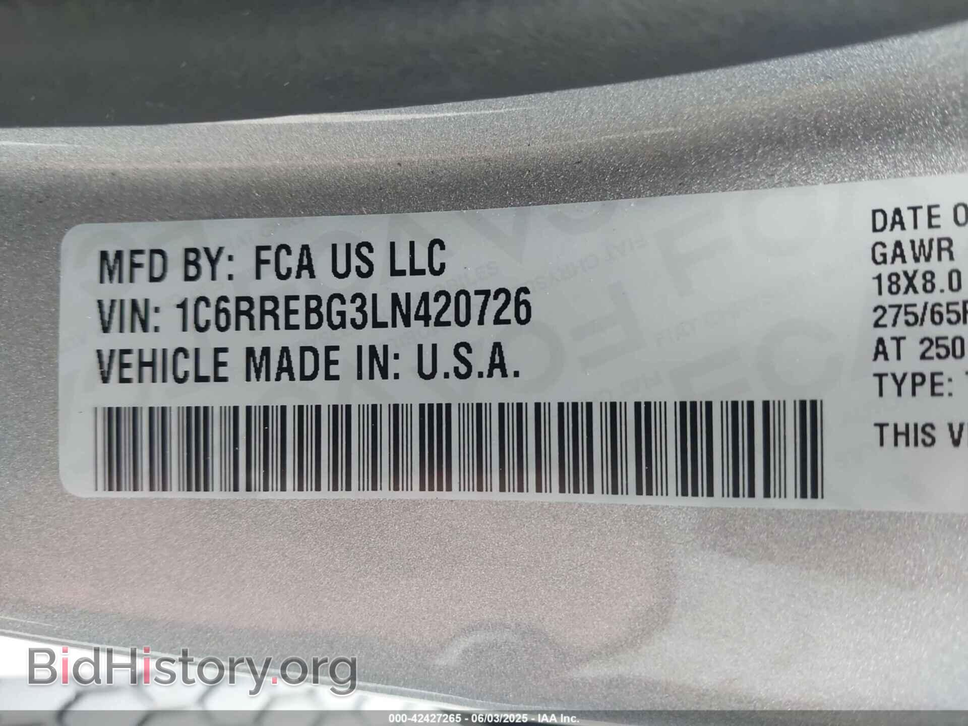 2020 RAM 1500 - VIN: 1C6RREBG3LN420726 - Фото 9