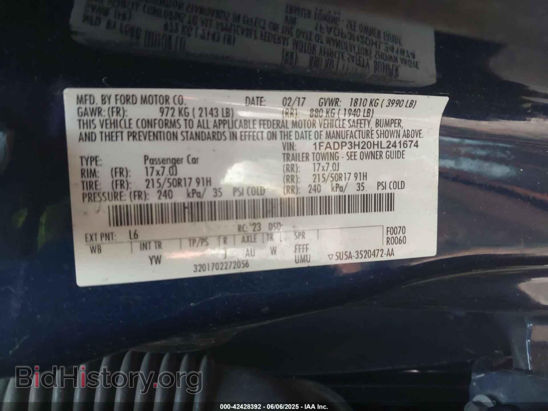 2017 FORD FOCUS - VIN: 1FADP3H20HL241674 - Фото 9