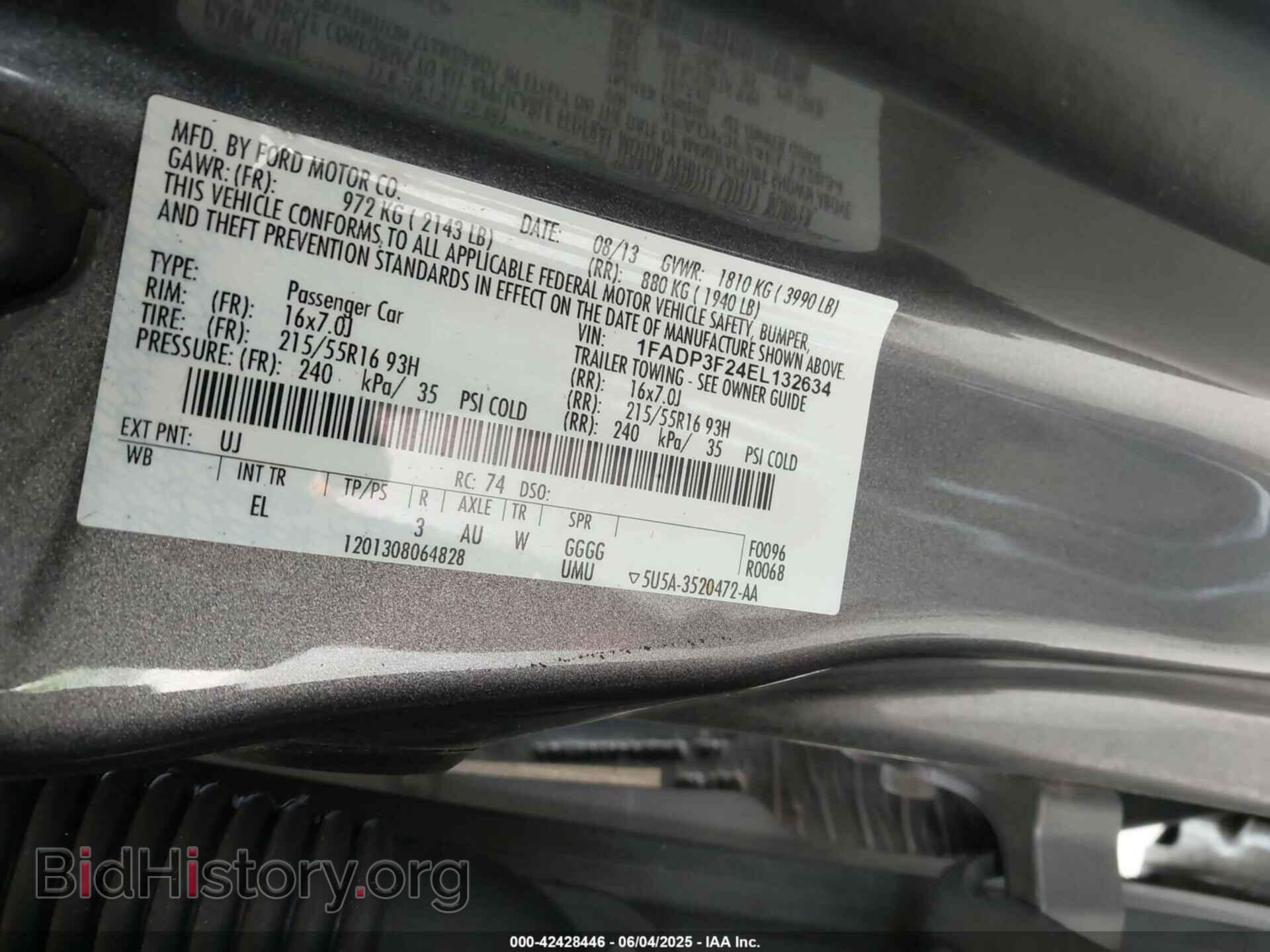 2014 FORD FOCUS - VIN: 1FADP3F24EL132634 - Фото 9