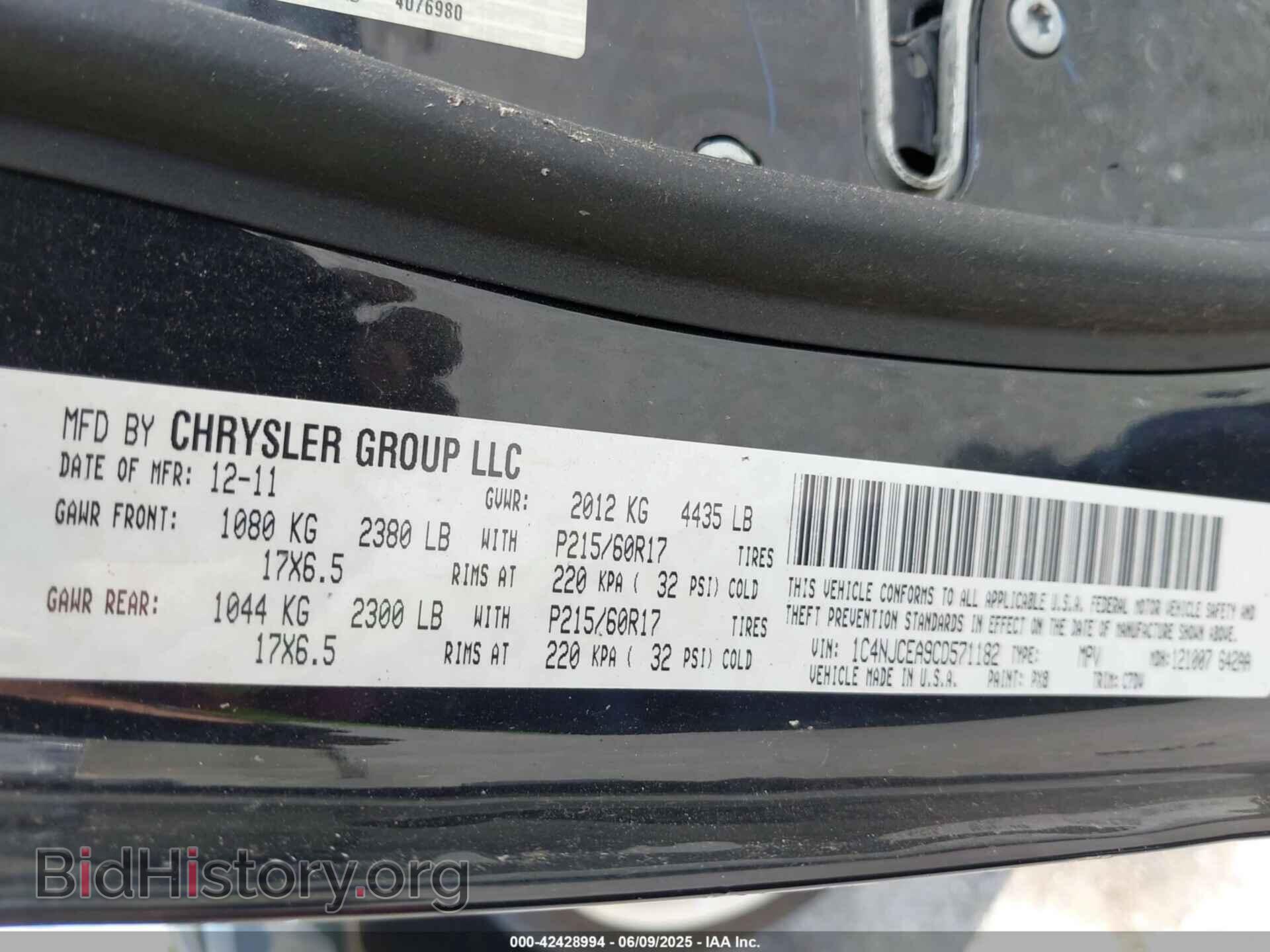 2012 JEEP COMPASS - VIN: 1C4NJCEA9CD571182 - Photo 9