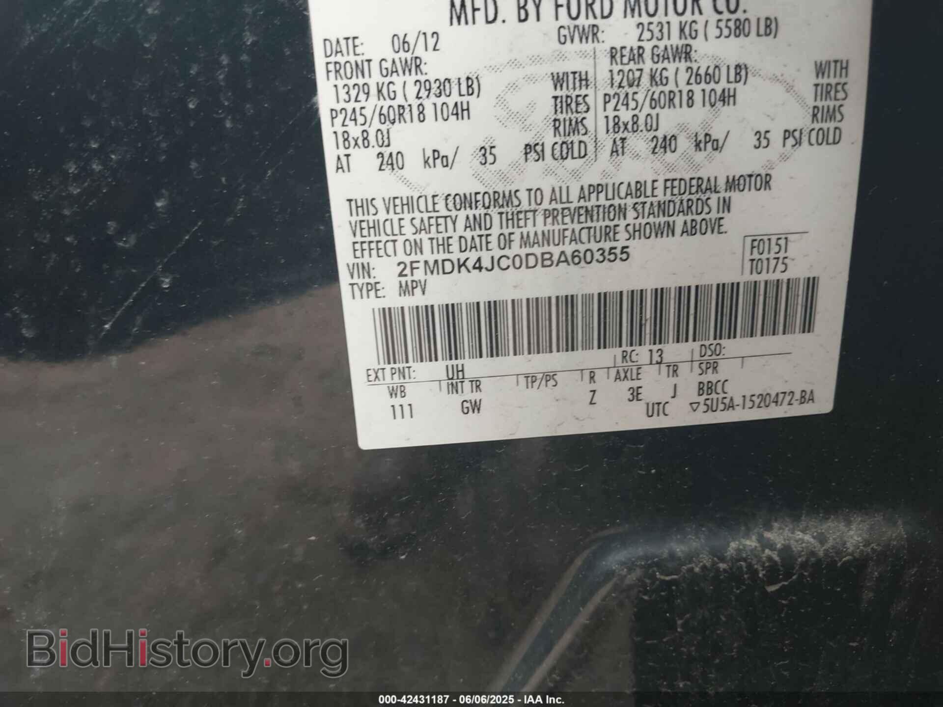 2013 FORD EDGE - VIN: 2FMDK4JC0DBA60355 - Фото 9