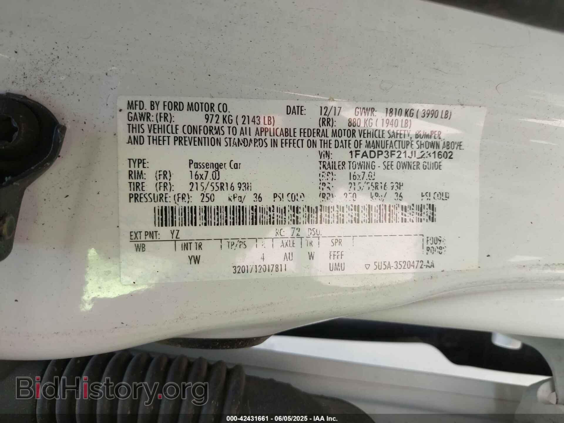 2018 FORD FOCUS - VIN: 1FADP3F21JL231602 - Фото 9